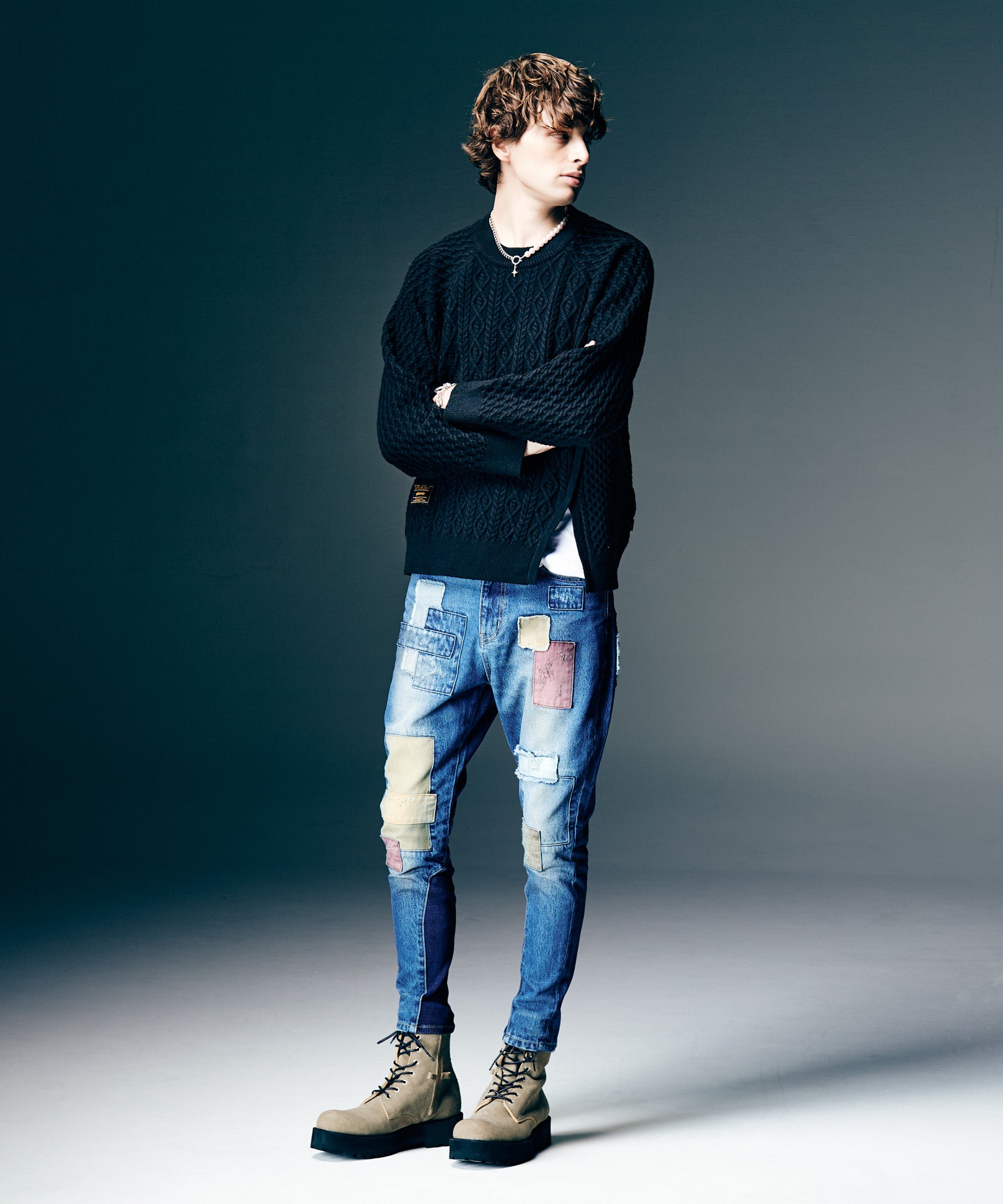 GB0126/KNT07 : Asymmetry Cable Knit / アシンメトリーケーブルニット