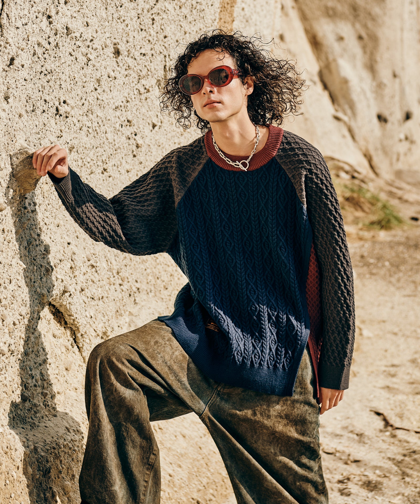 GB0126/KNT07 : Asymmetry Cable Knit / アシンメトリーケーブルニット