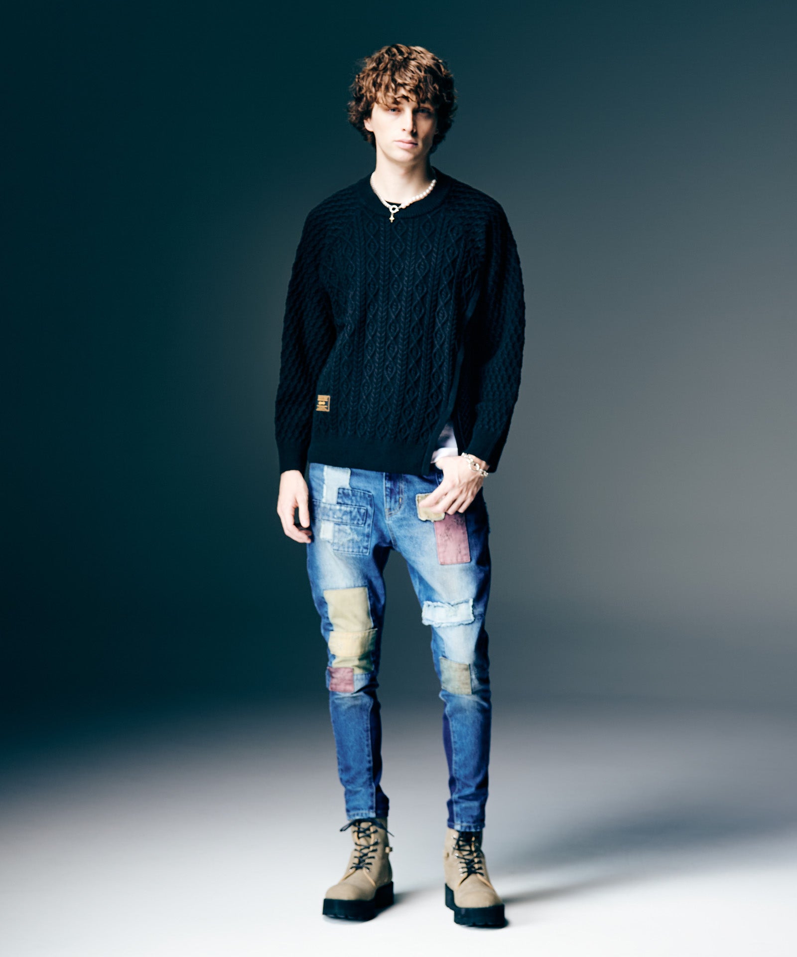 215 glamb Poly denim ポリーデニム インディゴ glamb（グラム） Poly denim Poly pants ポリーデニム ポリーパンツ