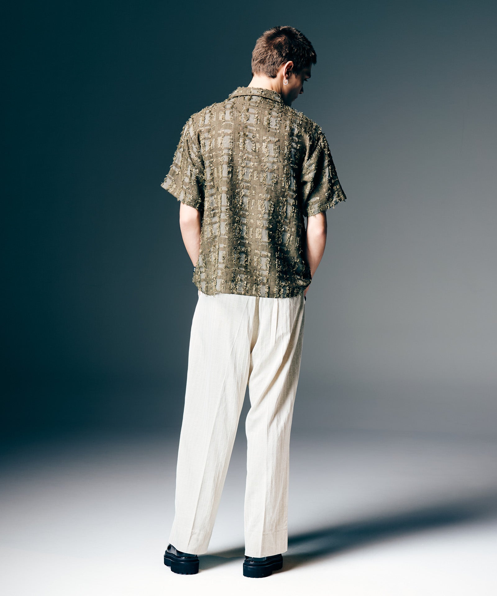 GB0126/P09 : Stripe Jacquard Linen Pants / ストライプジャガード