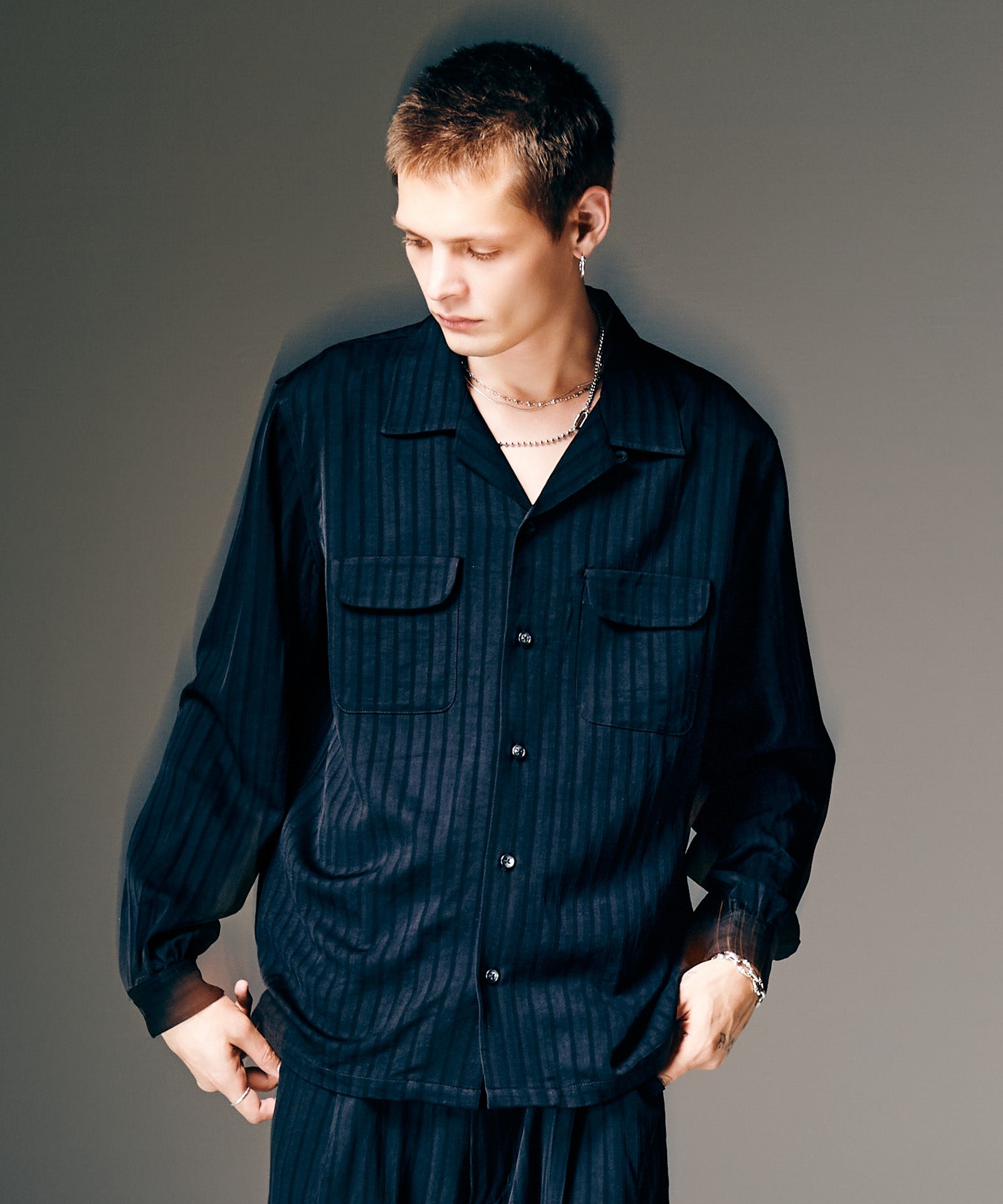 Stripe Jacquard Linen Shirt / ストライプジャガードリネンシャツ