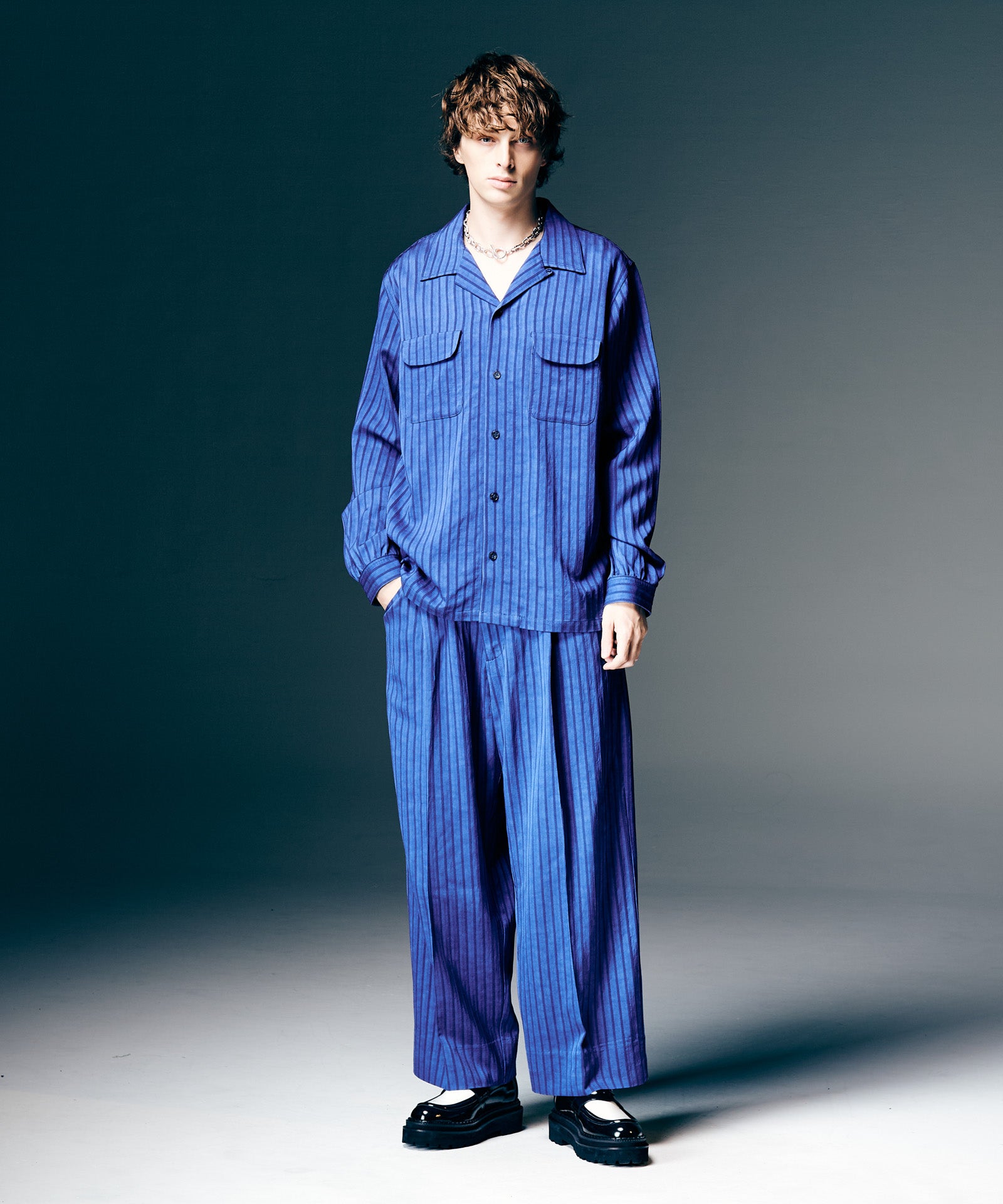 GB0126/SH05 : Stripe Jacquard Linen Shirt / ストライプジャガード