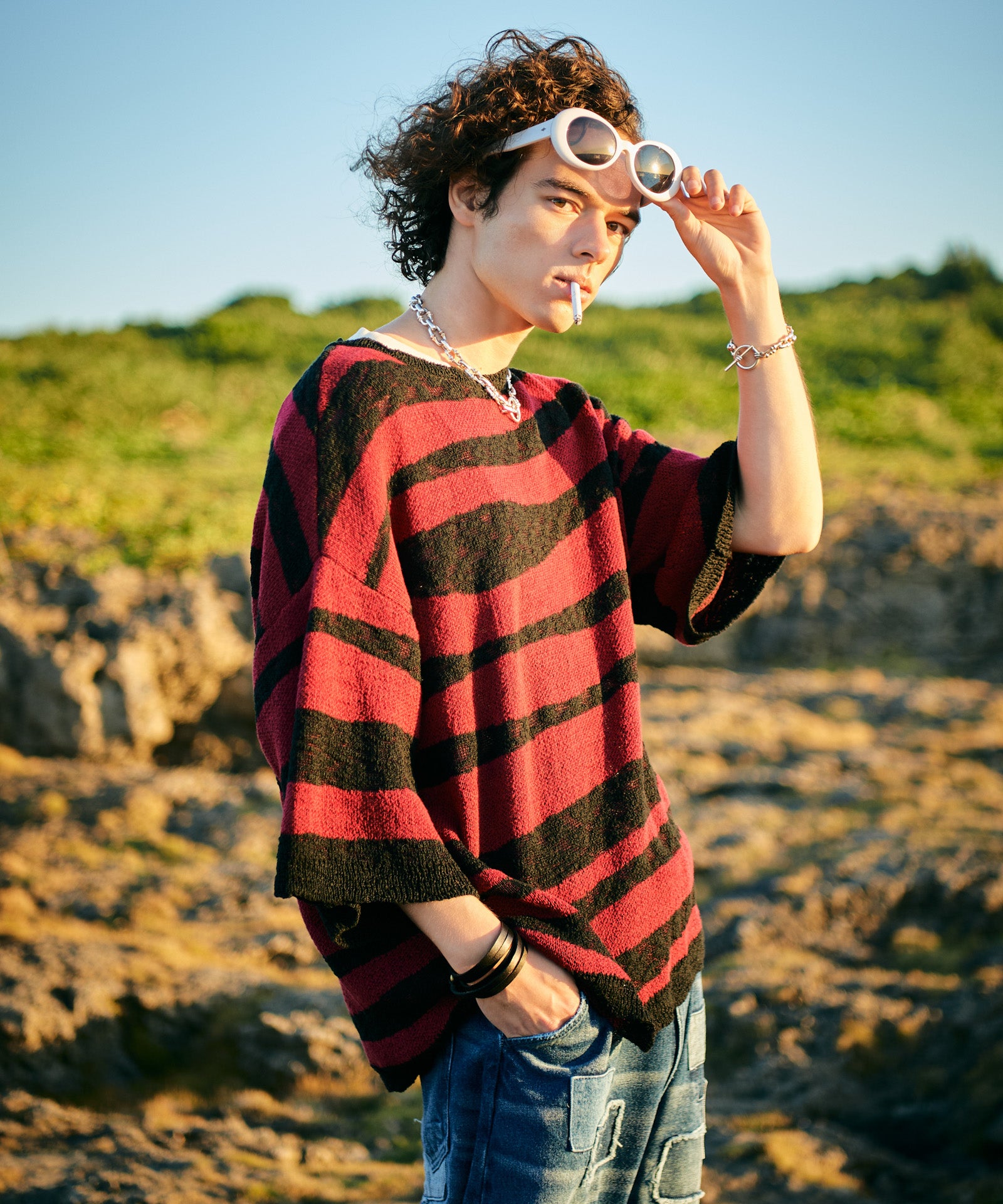 GB0226/AC14 : Penta Leather Bracelet / ペンタレザーブレスレット