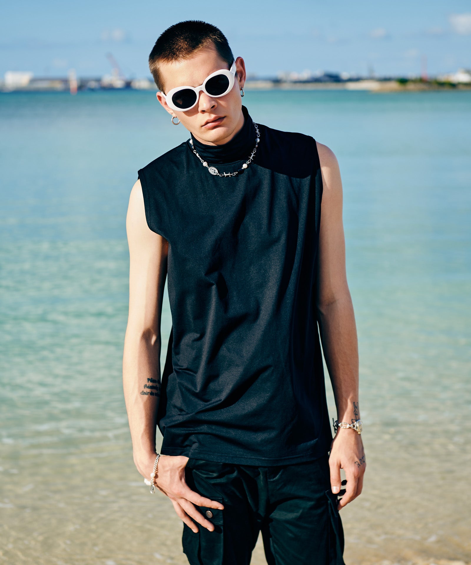 GB0226/CS26 : Tech High Neck Tank Top / テックメッシュネックタンク
