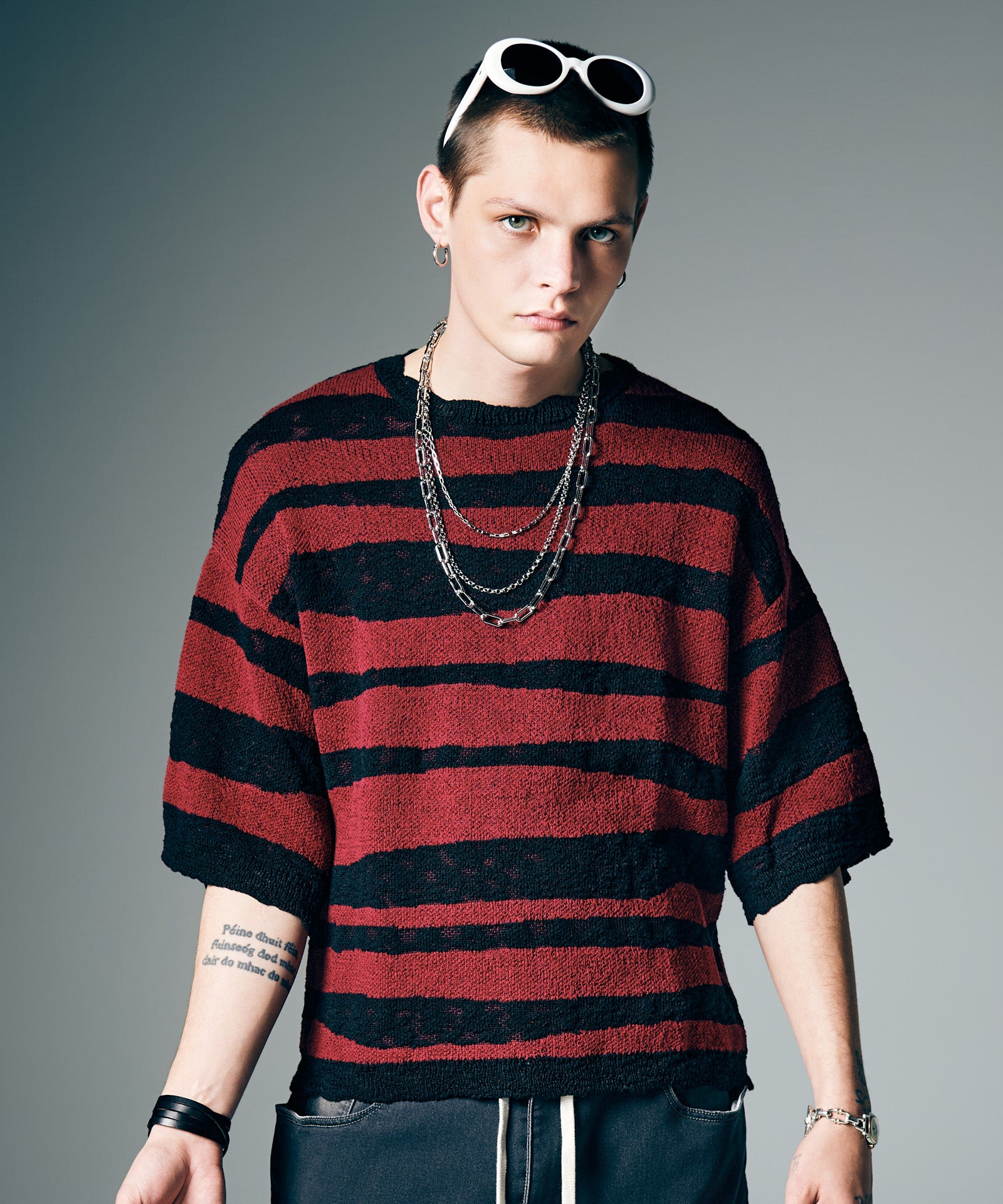 GB0226/KNT05 : Random Border Summer Knit / ランダムボーダーサマー