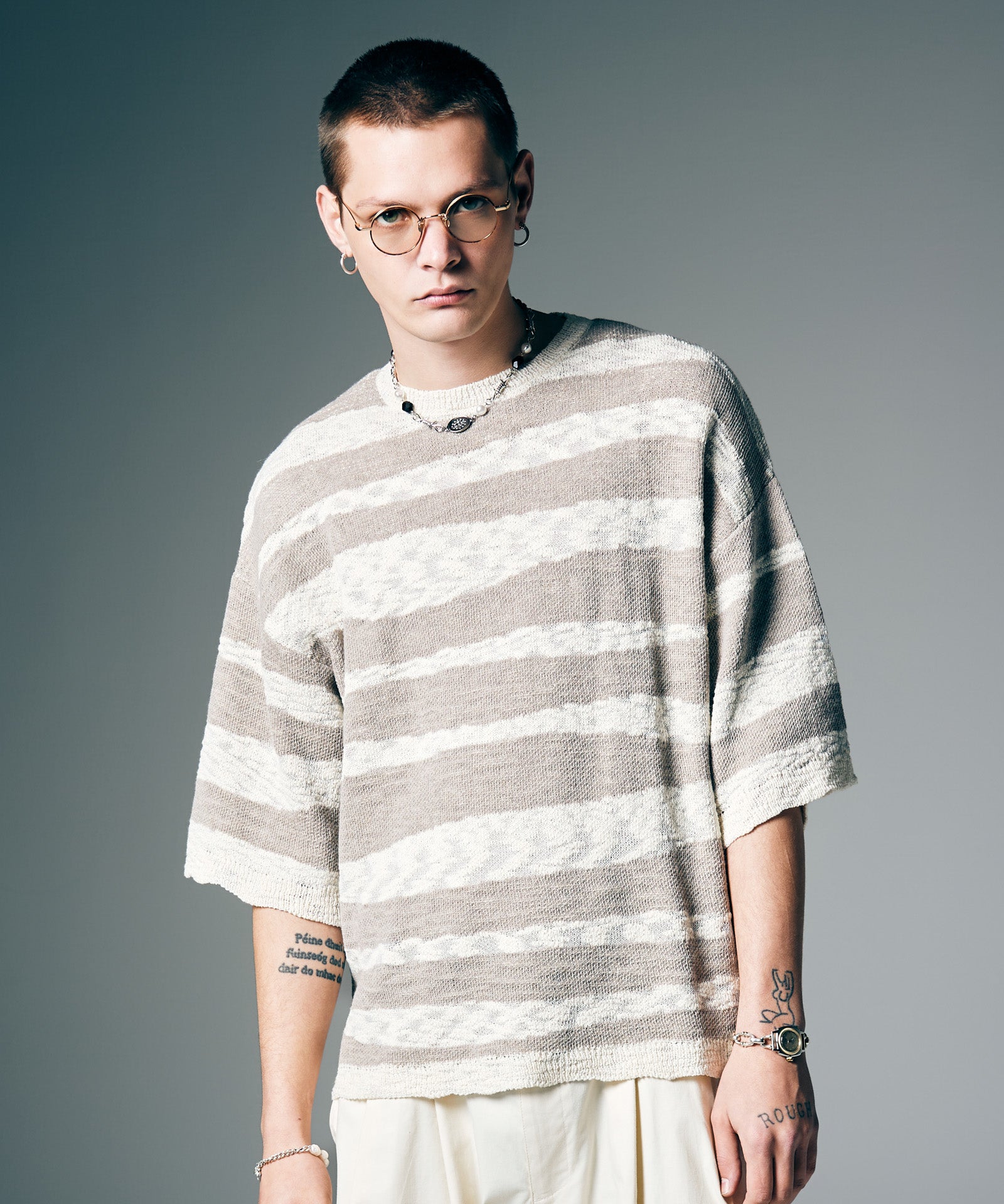 GB0226/KNT05 : Random Border Summer Knit / ランダムボーダーサマー