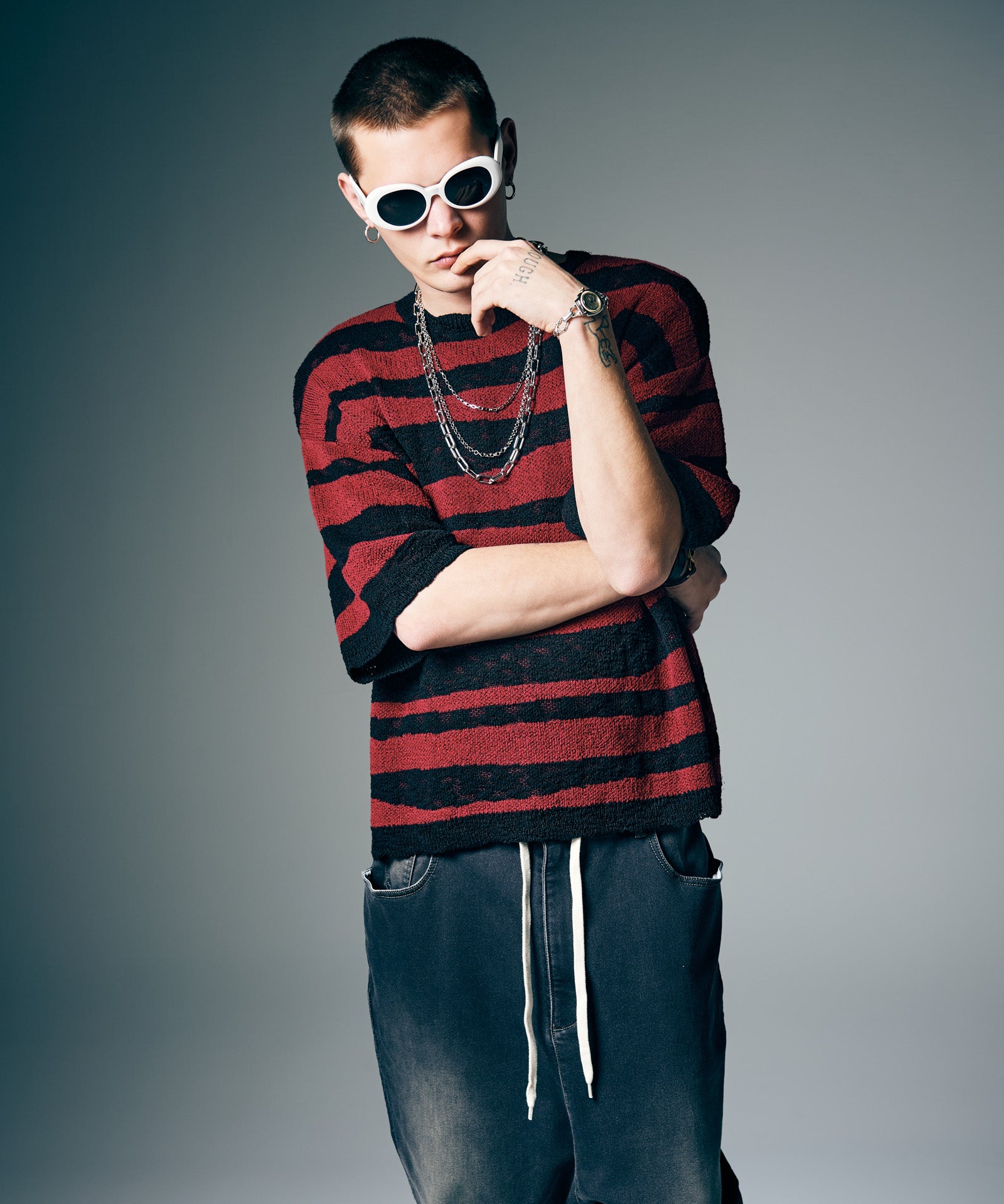 GB0226/KNT05 : Random Border Summer Knit / ランダムボーダーサマー