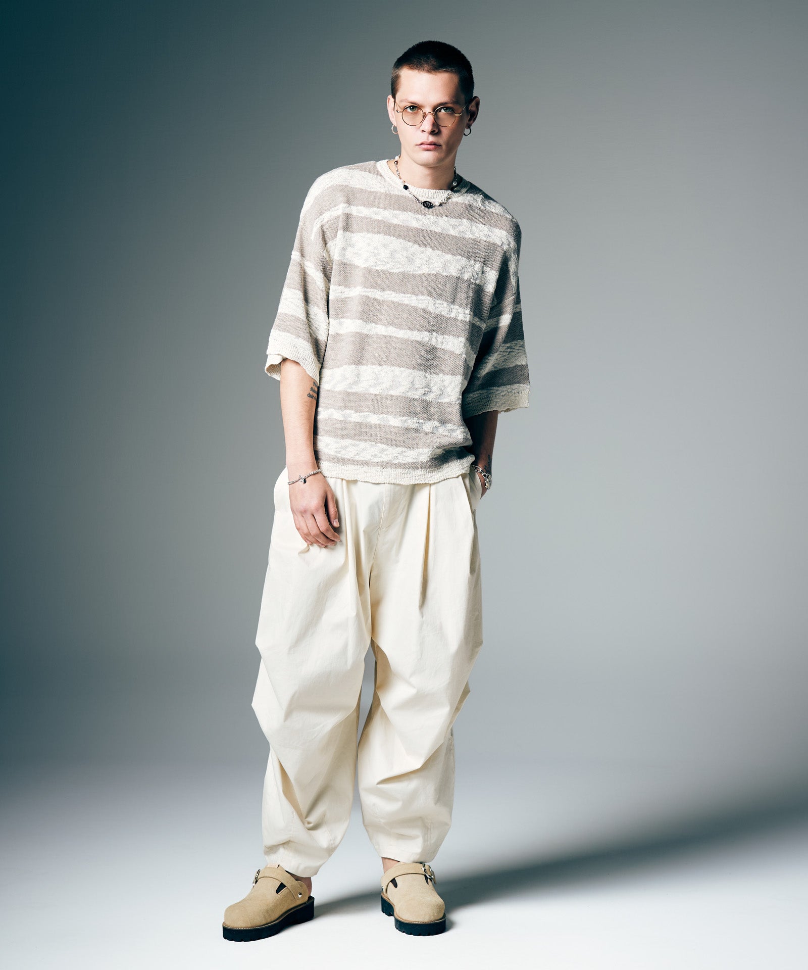 GB0226/KNT05 : Random Border Summer Knit / ランダムボーダーサマー