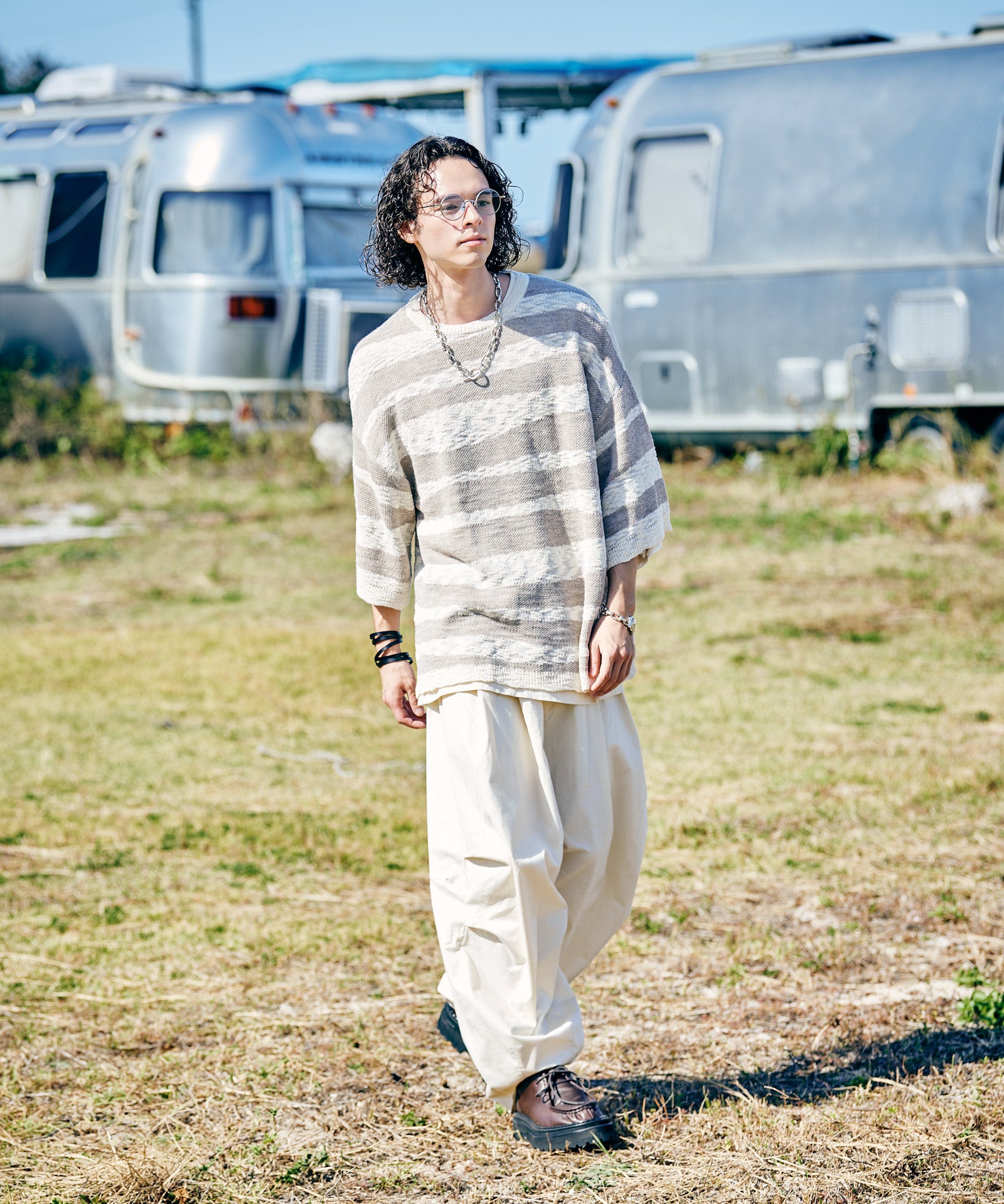GB0226/KNT05 : Random Border Summer Knit / ランダムボーダーサマー