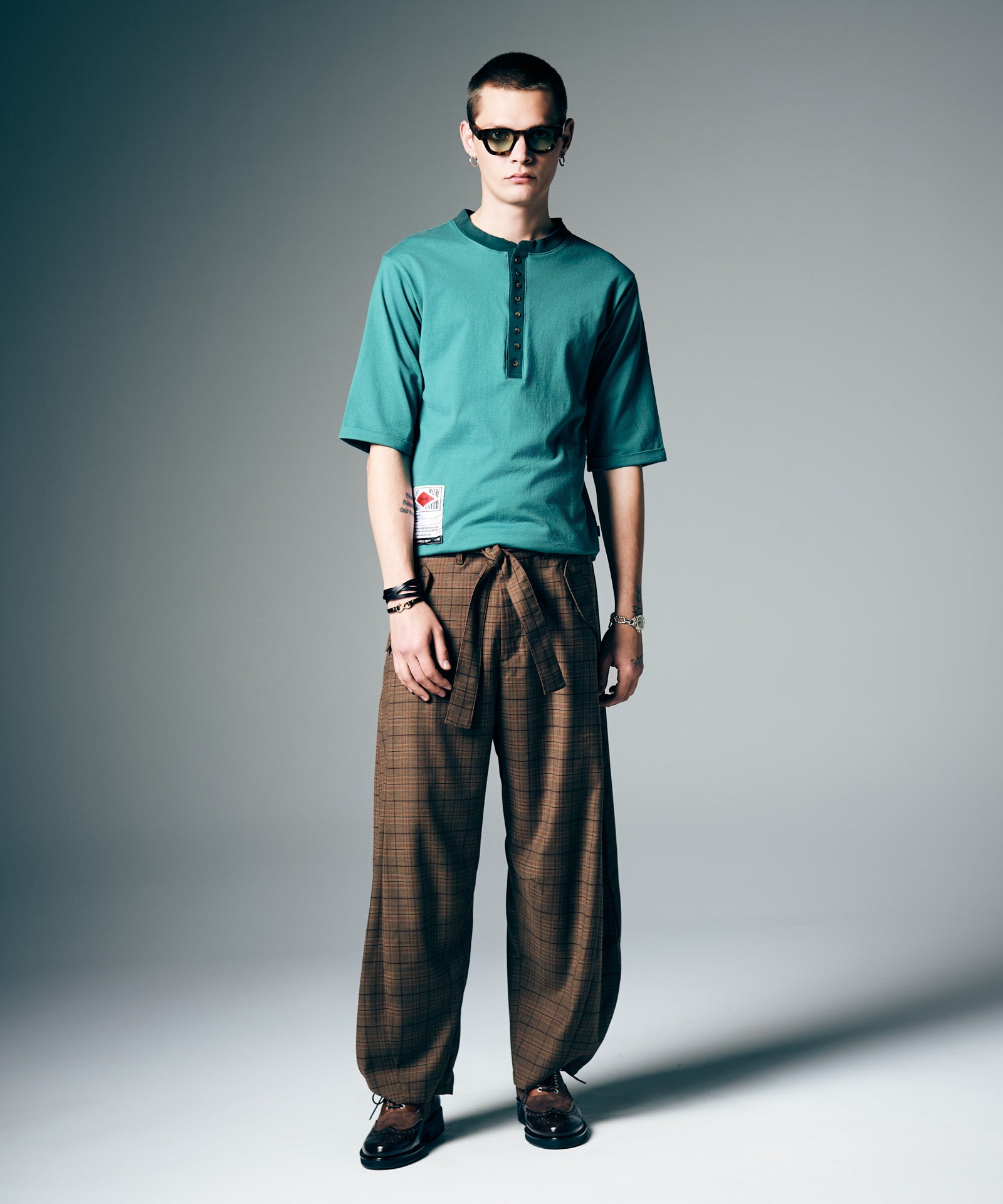 GB0226/P06 : Marble Pleats Cropped Pants / マーブルプリーツ