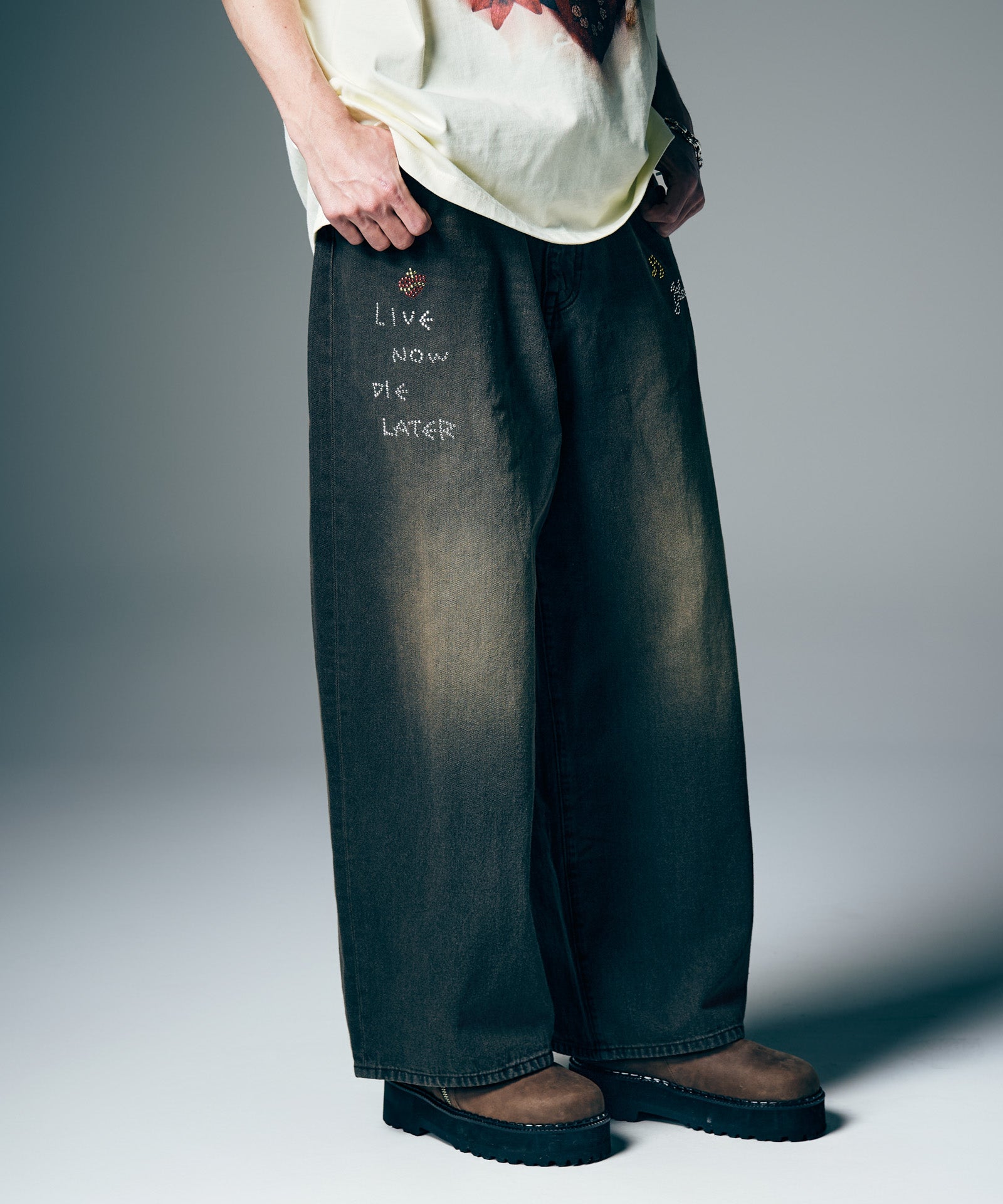 CDGHP スタッズタイ GB0226/P02 : Studs Wide Denim / スタッズワイドデニム | glamb