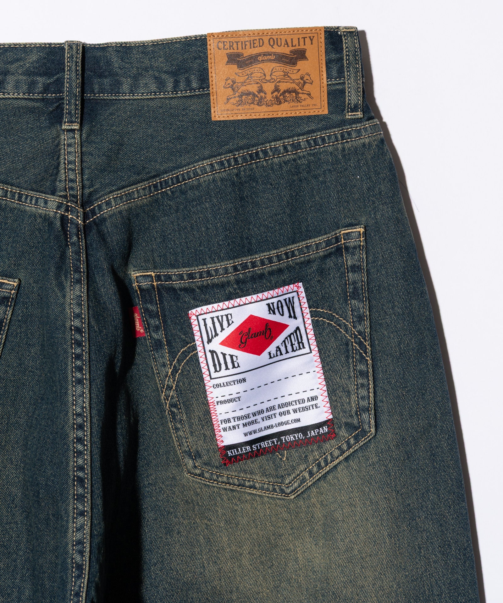 GB0226/P02 : Studs Wide Denim / スタッズワイドデニム | glamb