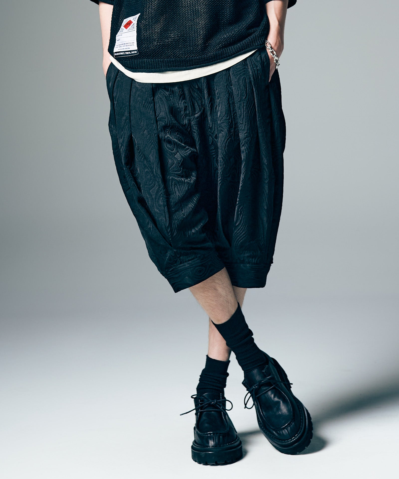 GB0226/P06 : Marble Pleats Cropped Pants / マーブルプリーツ