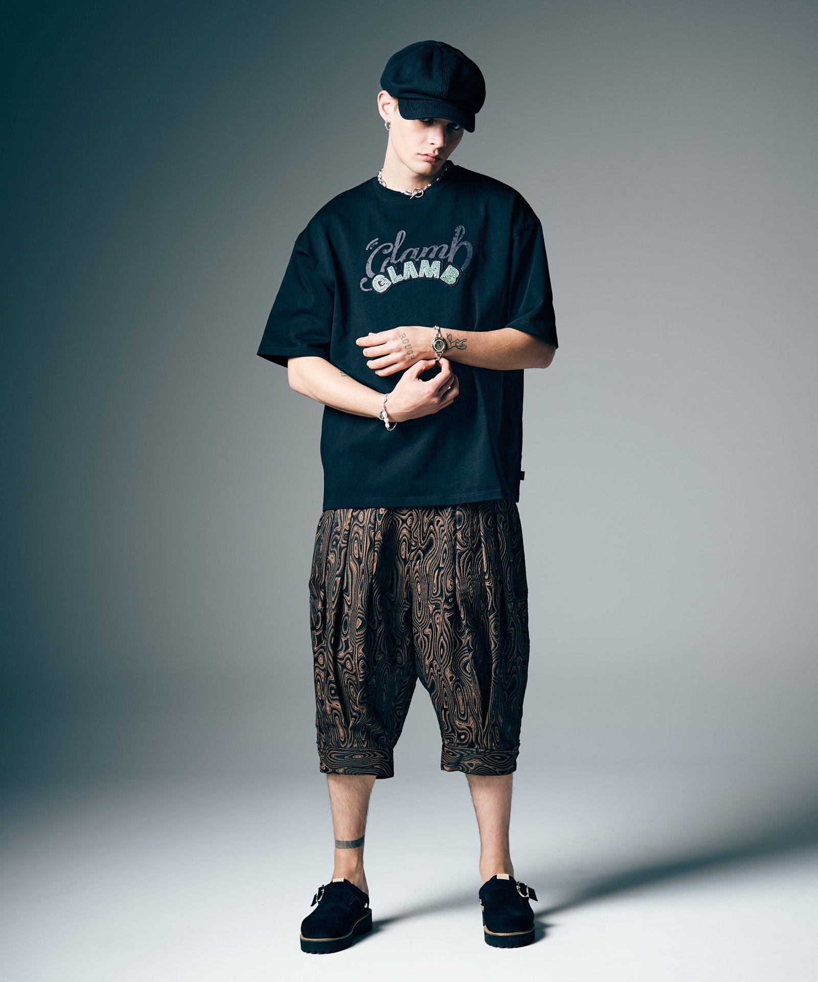 GB0226/P06 : Marble Pleats Cropped Pants / マーブルプリーツ