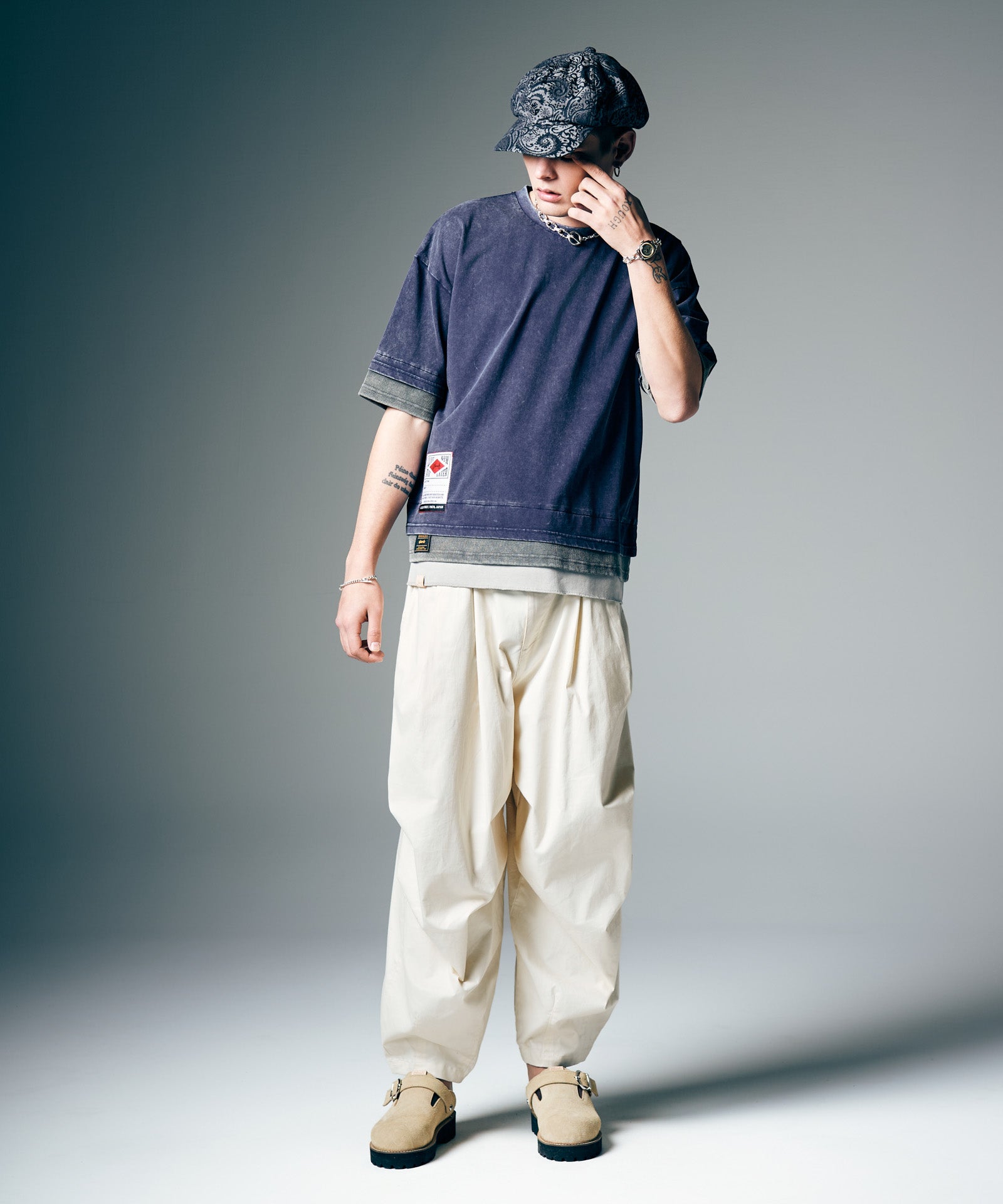 GB0226/P10 : Knee Tuck Color Pants / ニータックカラーパンツ