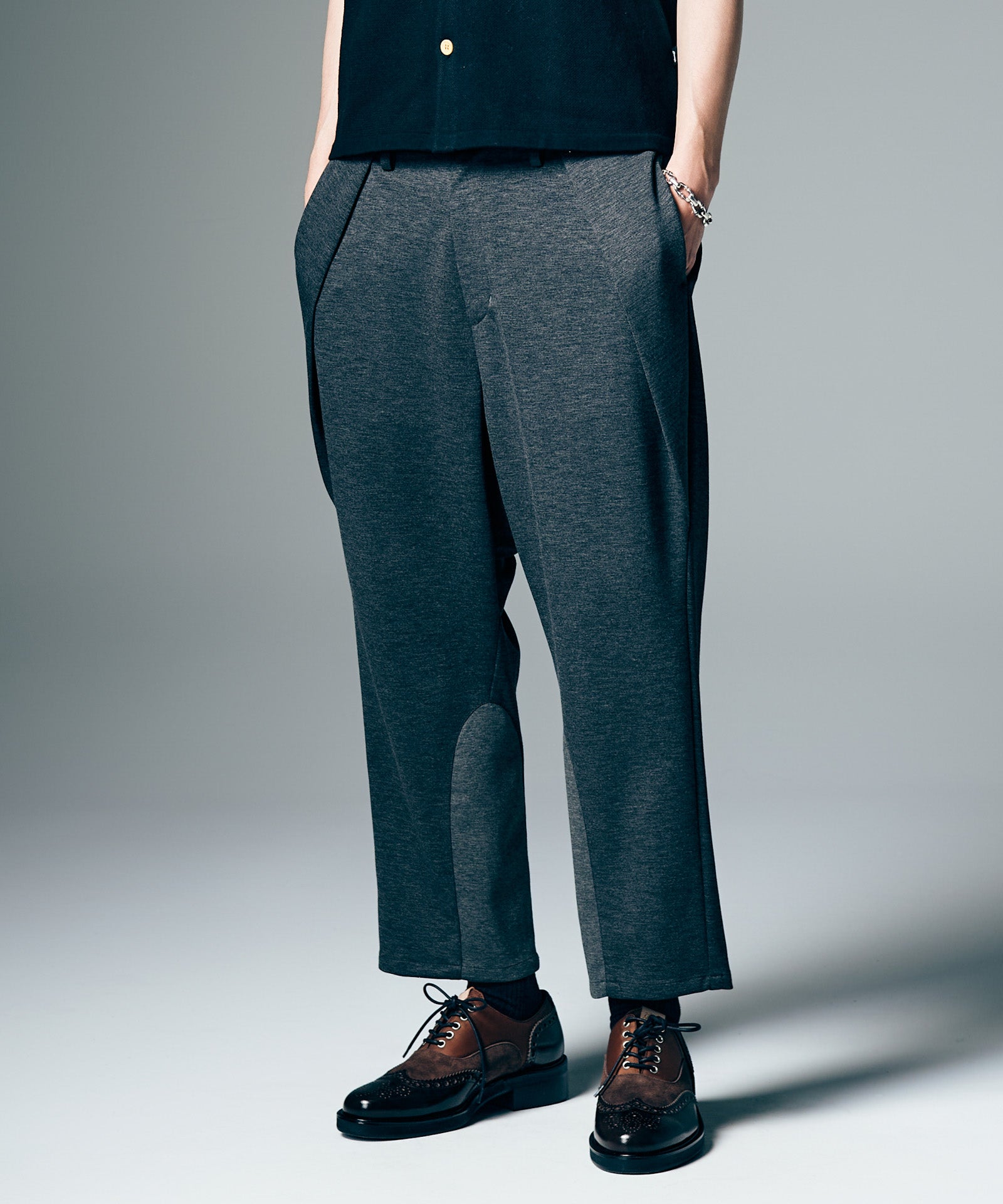 glamb マルコクロップドパンツ ブラック GB0226/P11 : Waist Tuck Cropped Pants / ウエストタッククロップド