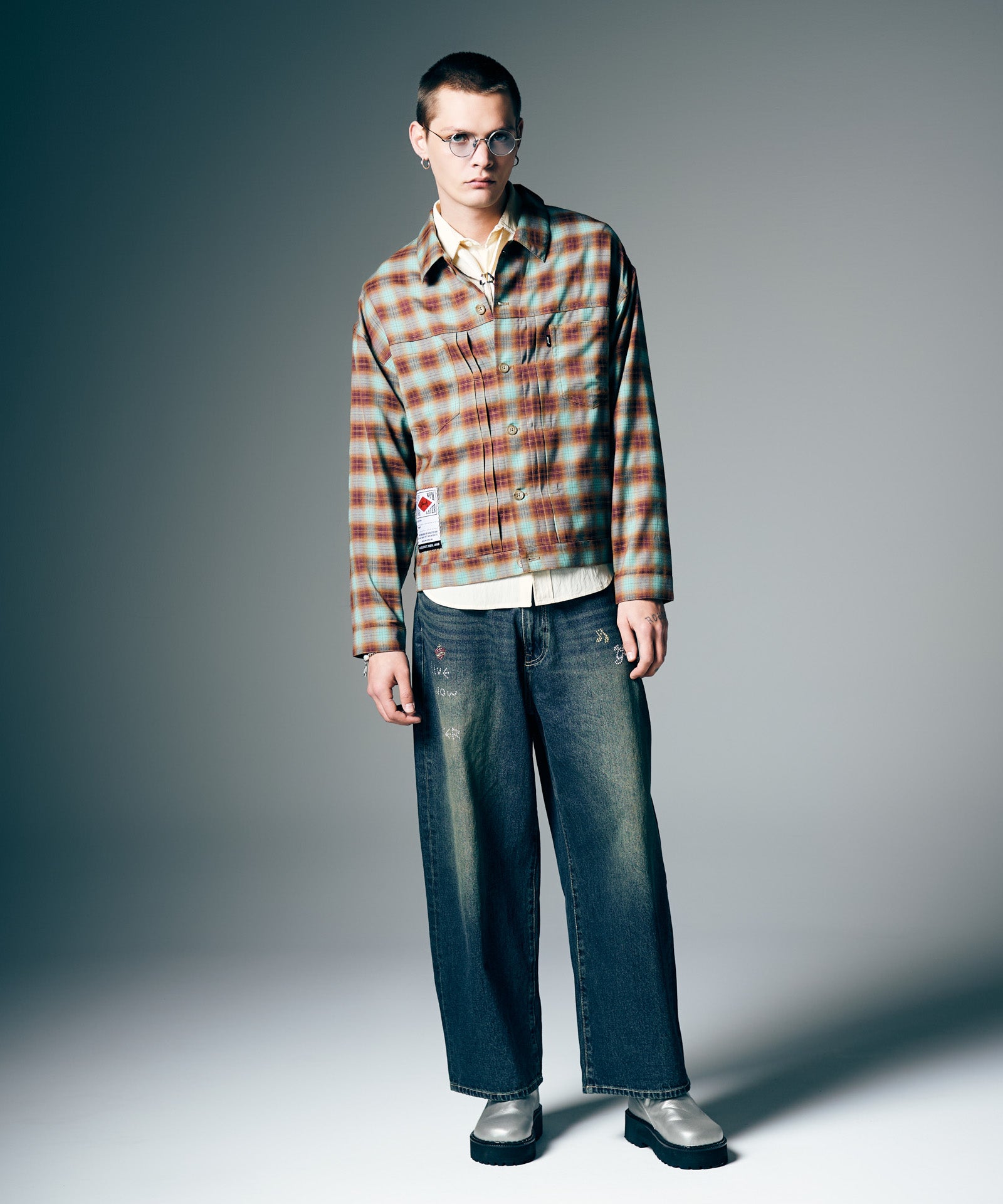 GB0226/SH09 : Grunge Stain Check Shirt / グランジステインチェック