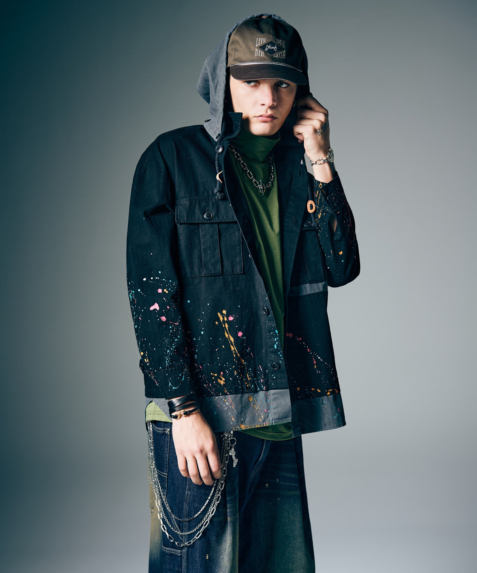 GB0226/SH02 : Remake Hood Military Shirt / リメイクフード
