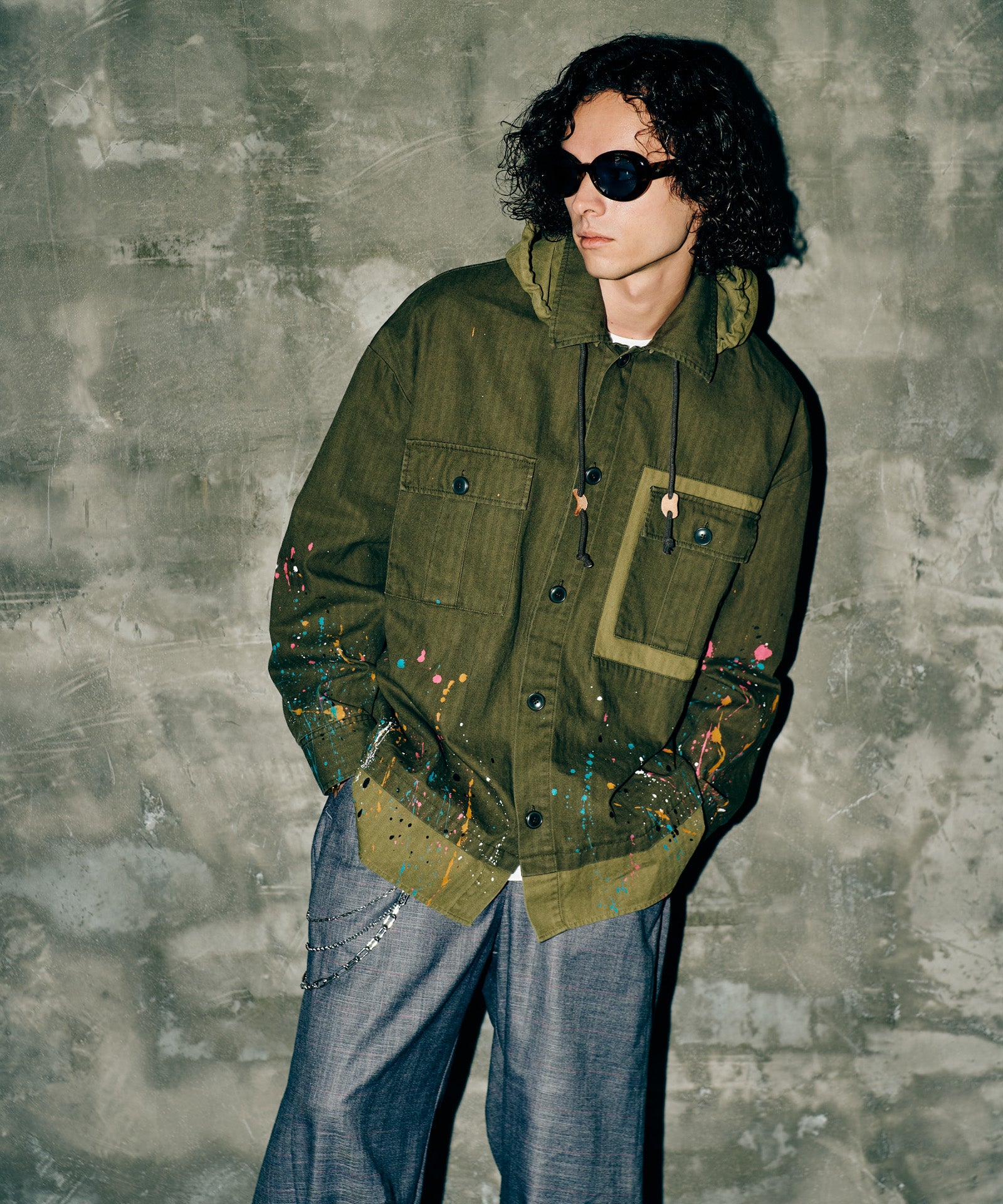 Glam Lipsミリタリーシャツ GB0226/SH02 : Remake Hood Military Shirt / リメイクフード