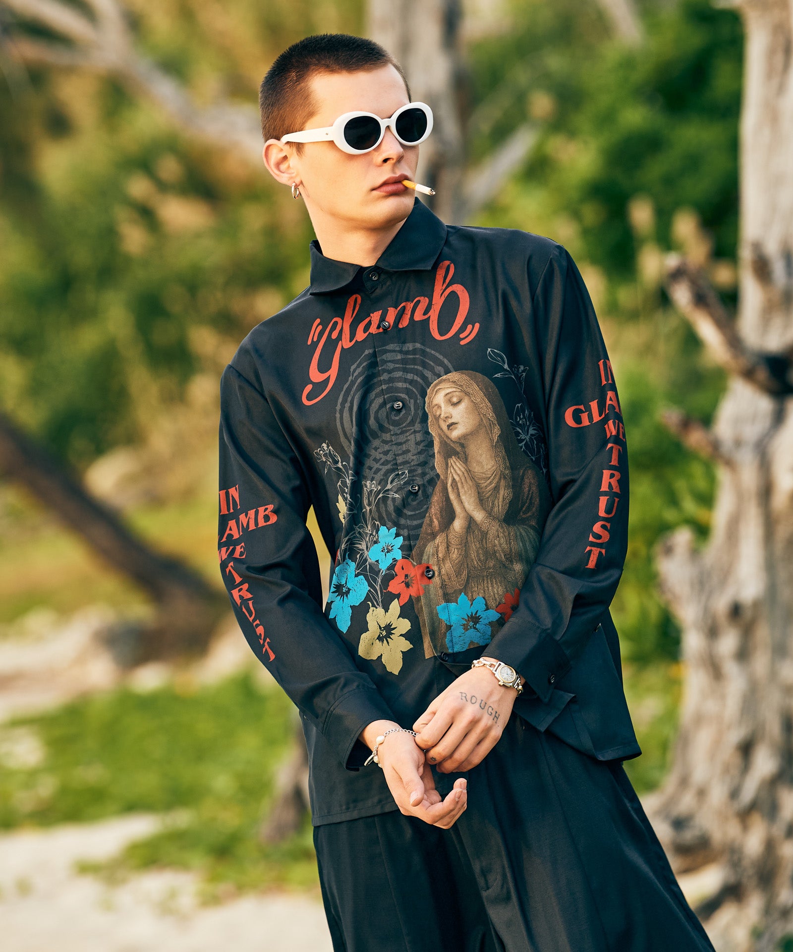 GB0226/SH03 : Prayer Flower Shirt / プレイヤーフラワーシャツ