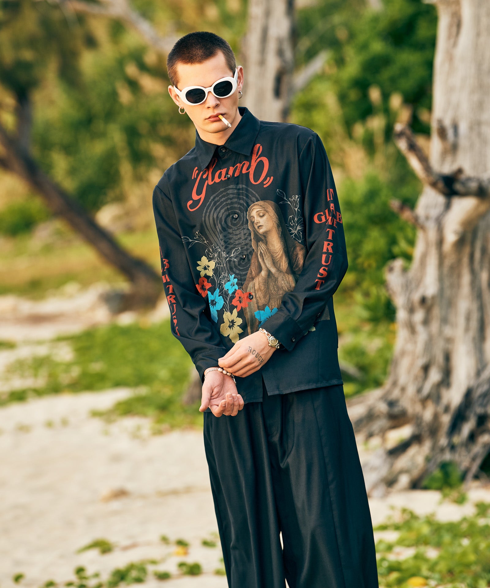 GB0226/SH03 : Prayer Flower Shirt / プレイヤーフラワーシャツ