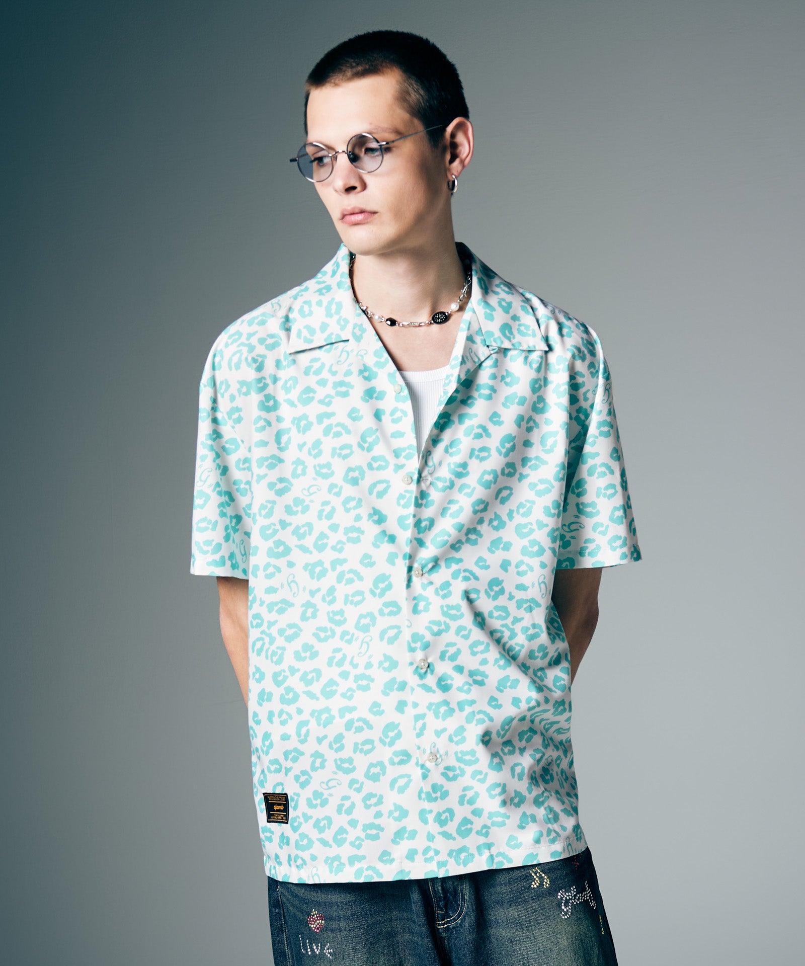 優里　Patterned Open Collar Shirt 特典付き GB0226/SH07 : Leopard Open Collar Shirt / レオパードオープンカラー