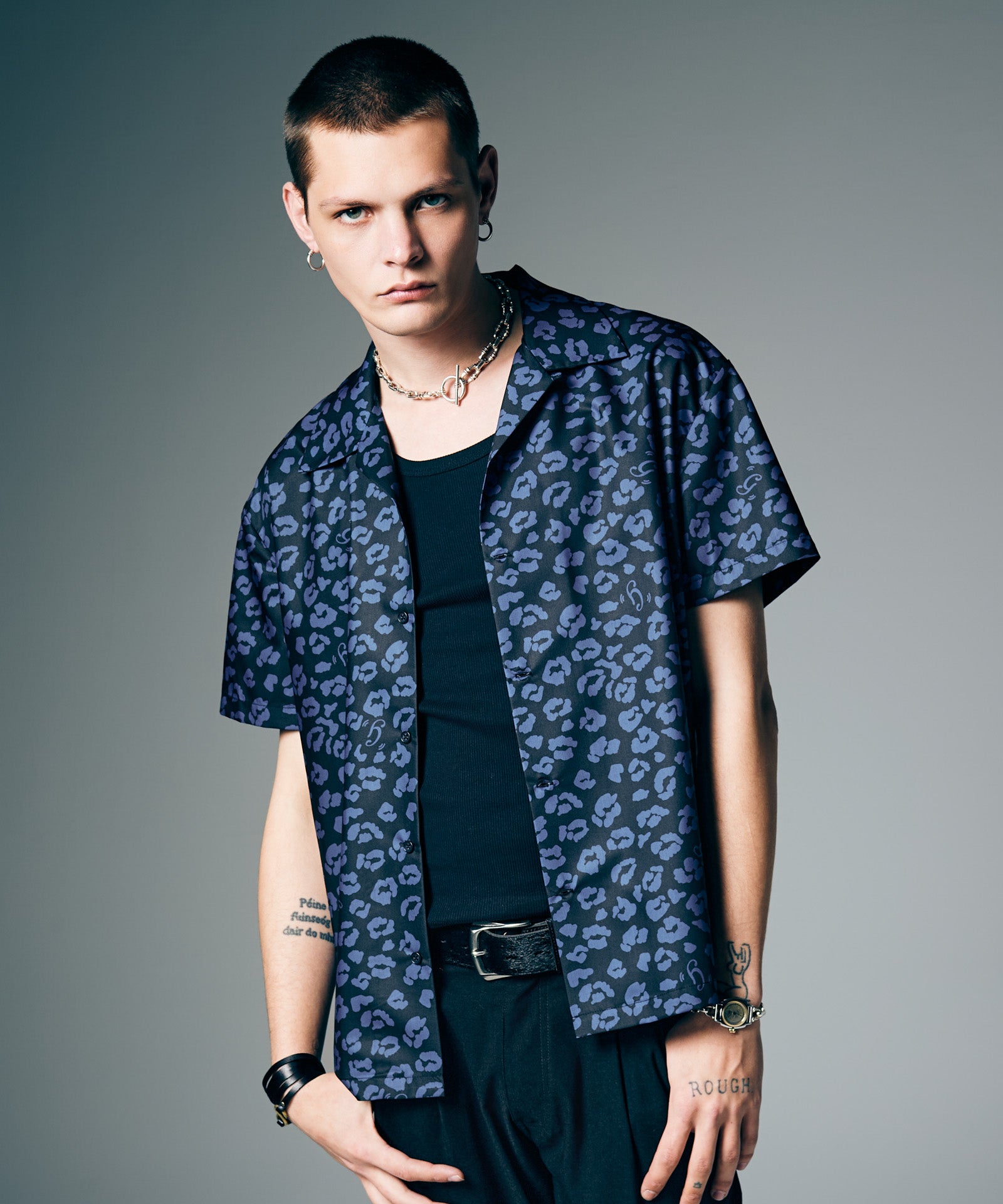 GB0226/SH07 : Leopard Open Collar Shirt / レオパードオープンカラー