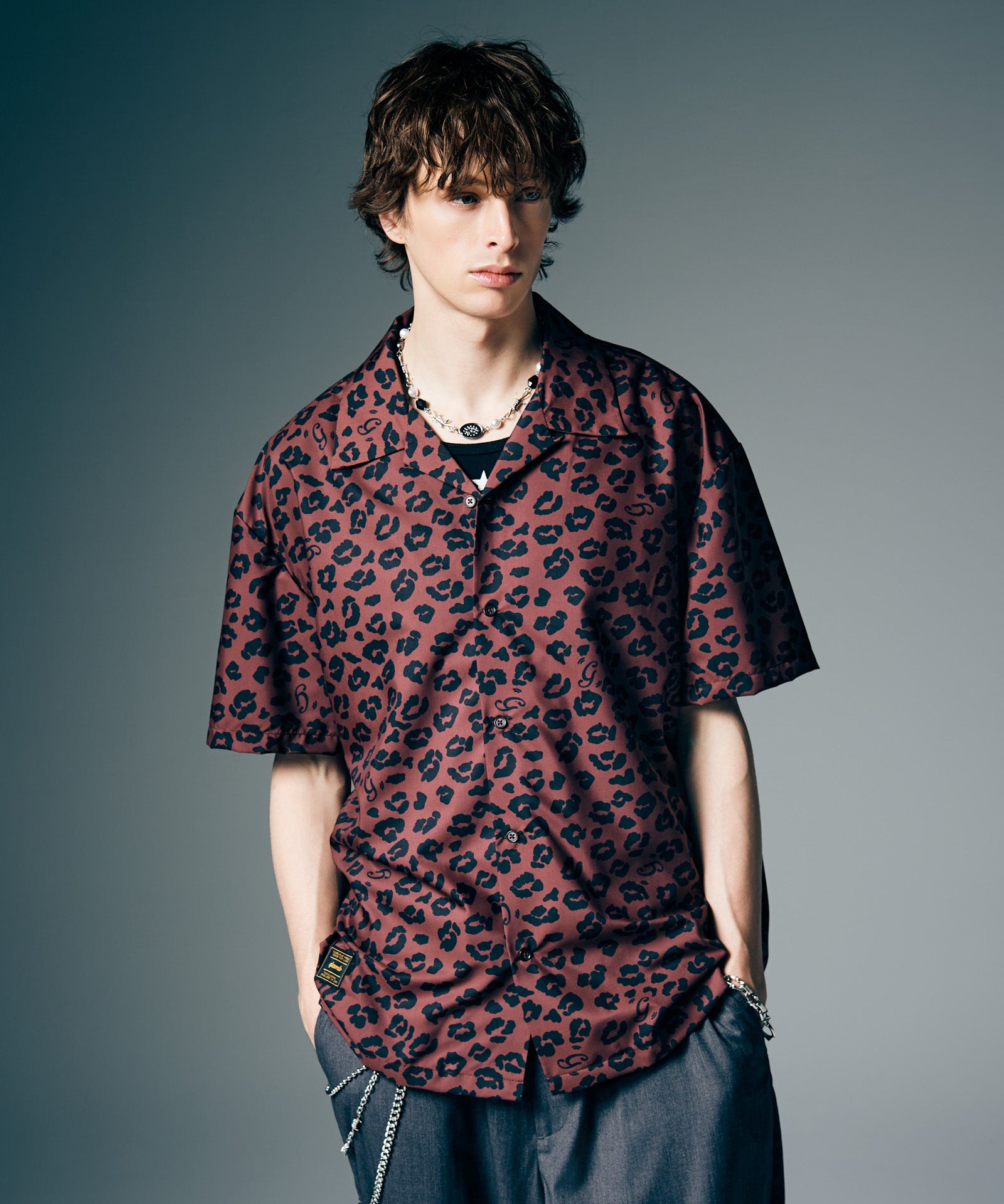 GB0226/SH07 : Leopard Open Collar Shirt / レオパードオープンカラー
