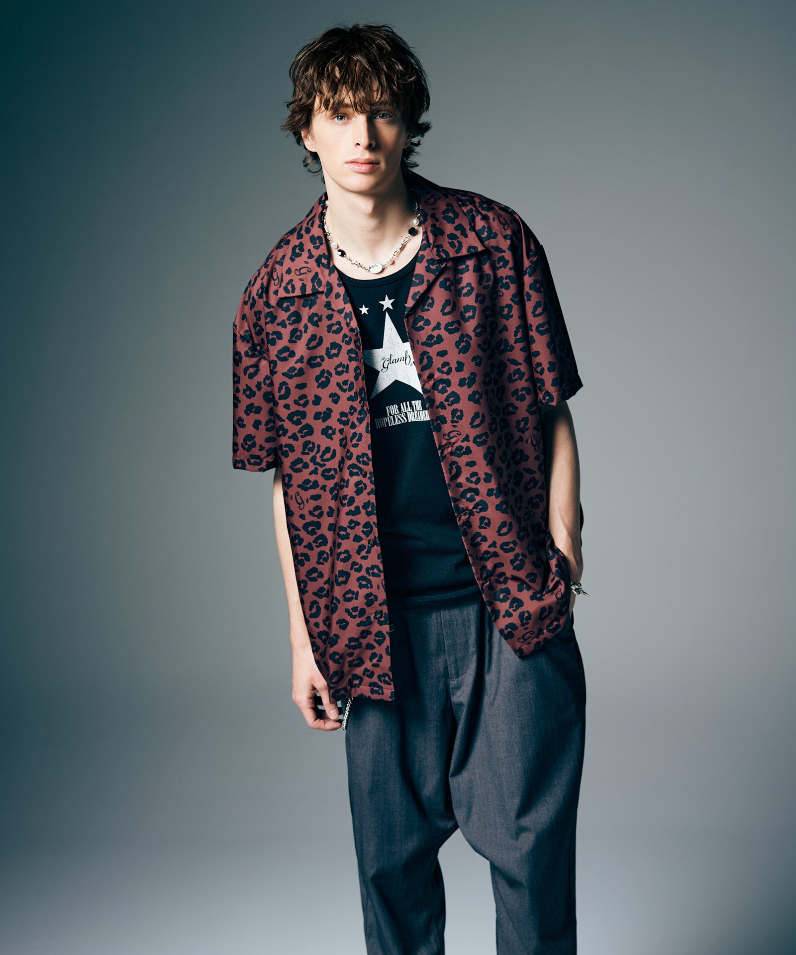 GB0226/SH07 : Leopard Open Collar Shirt / レオパードオープンカラー