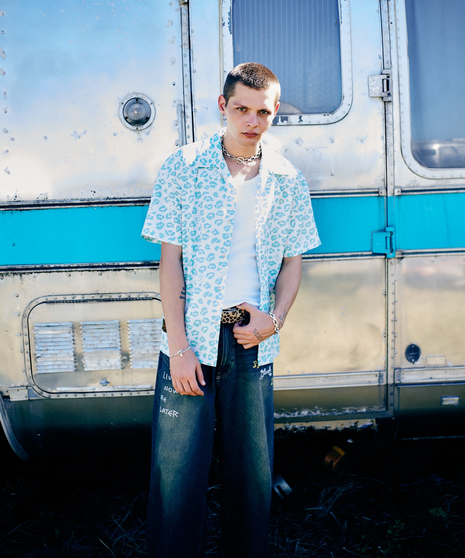 GB0226/SH07 : Leopard Open Collar Shirt / レオパードオープンカラー