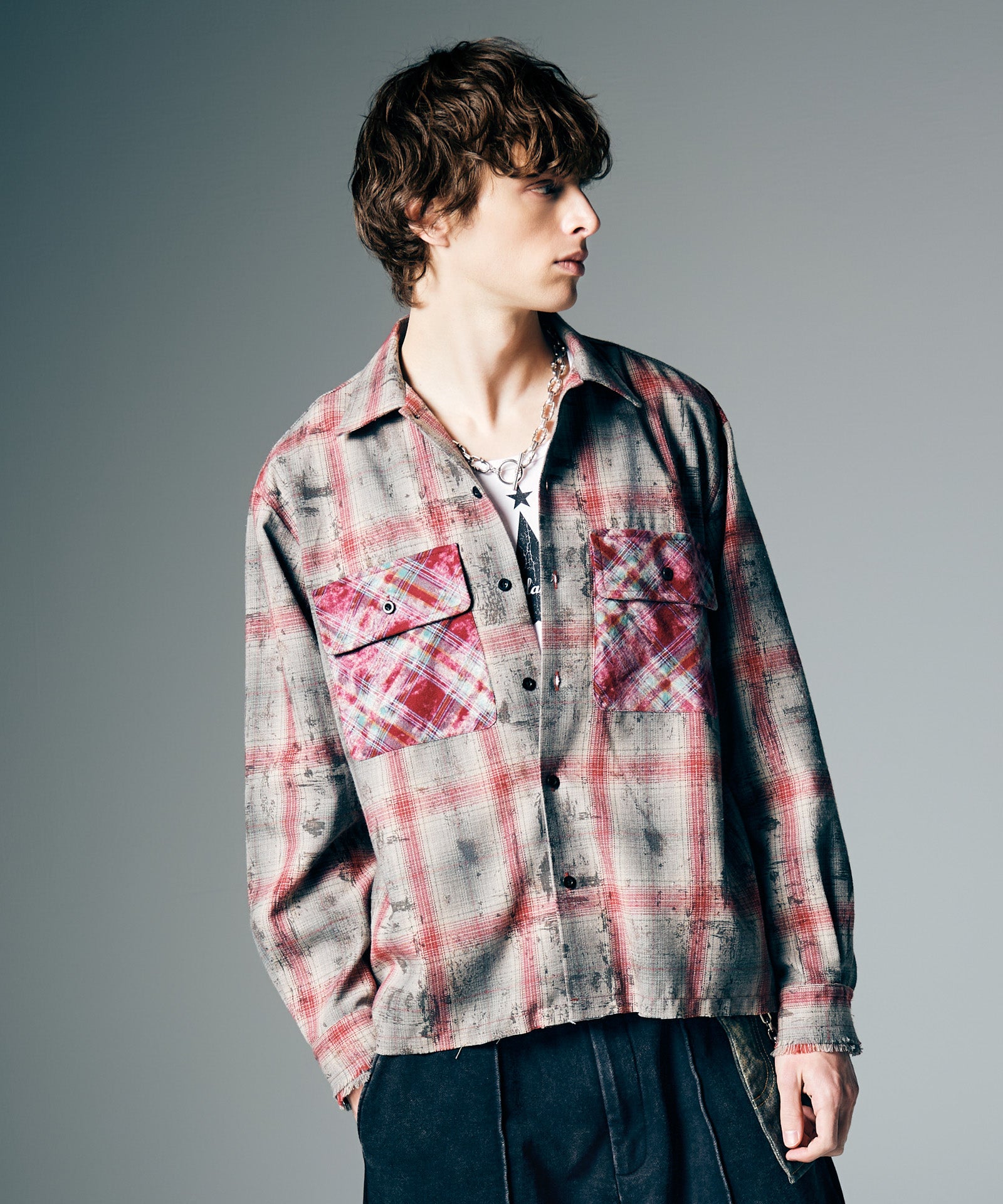 Grunge Stain Check Shirt / グランジステインチェックシャツ