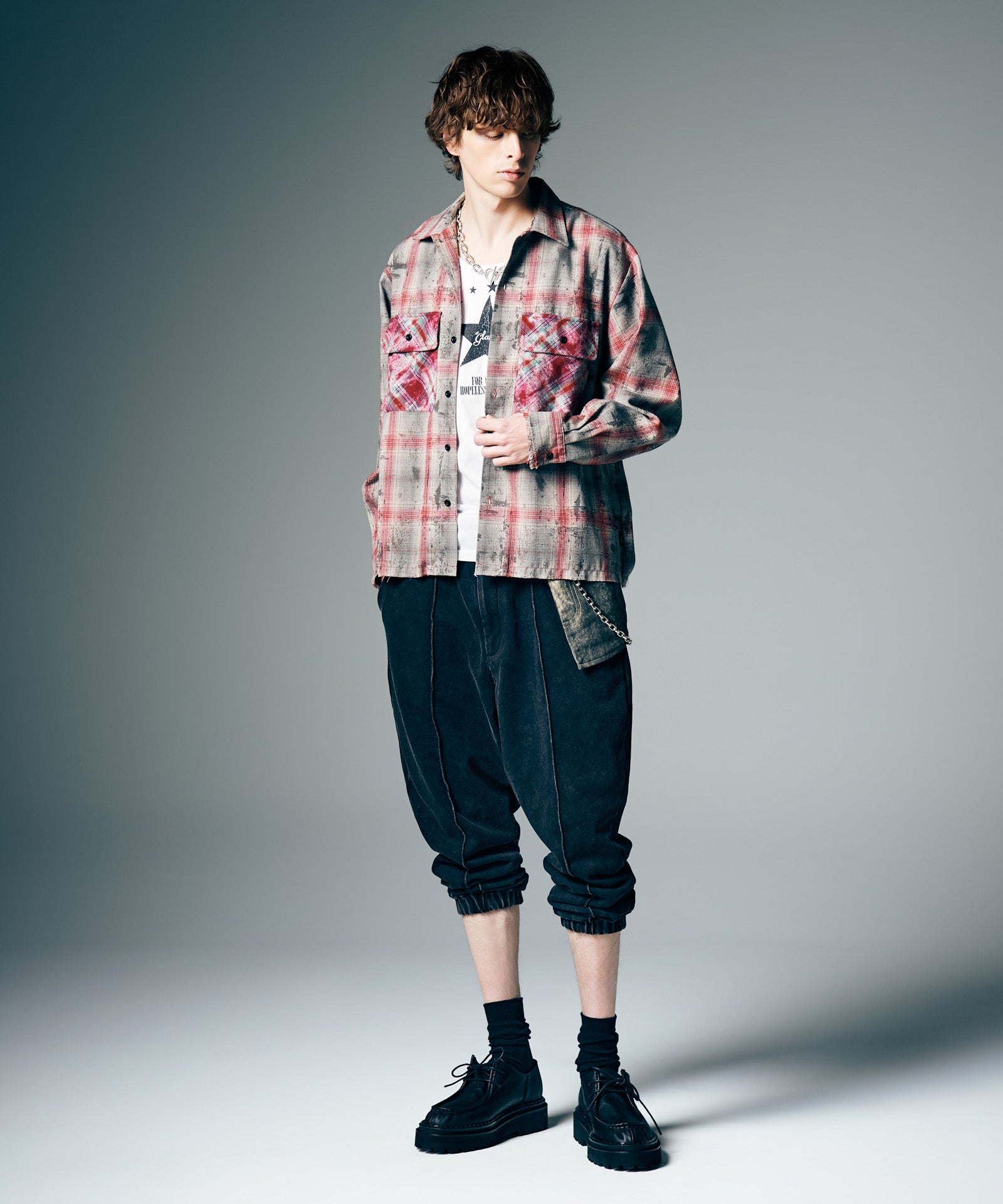 GB0226/SH09 : Grunge Stain Check Shirt / グランジステインチェック