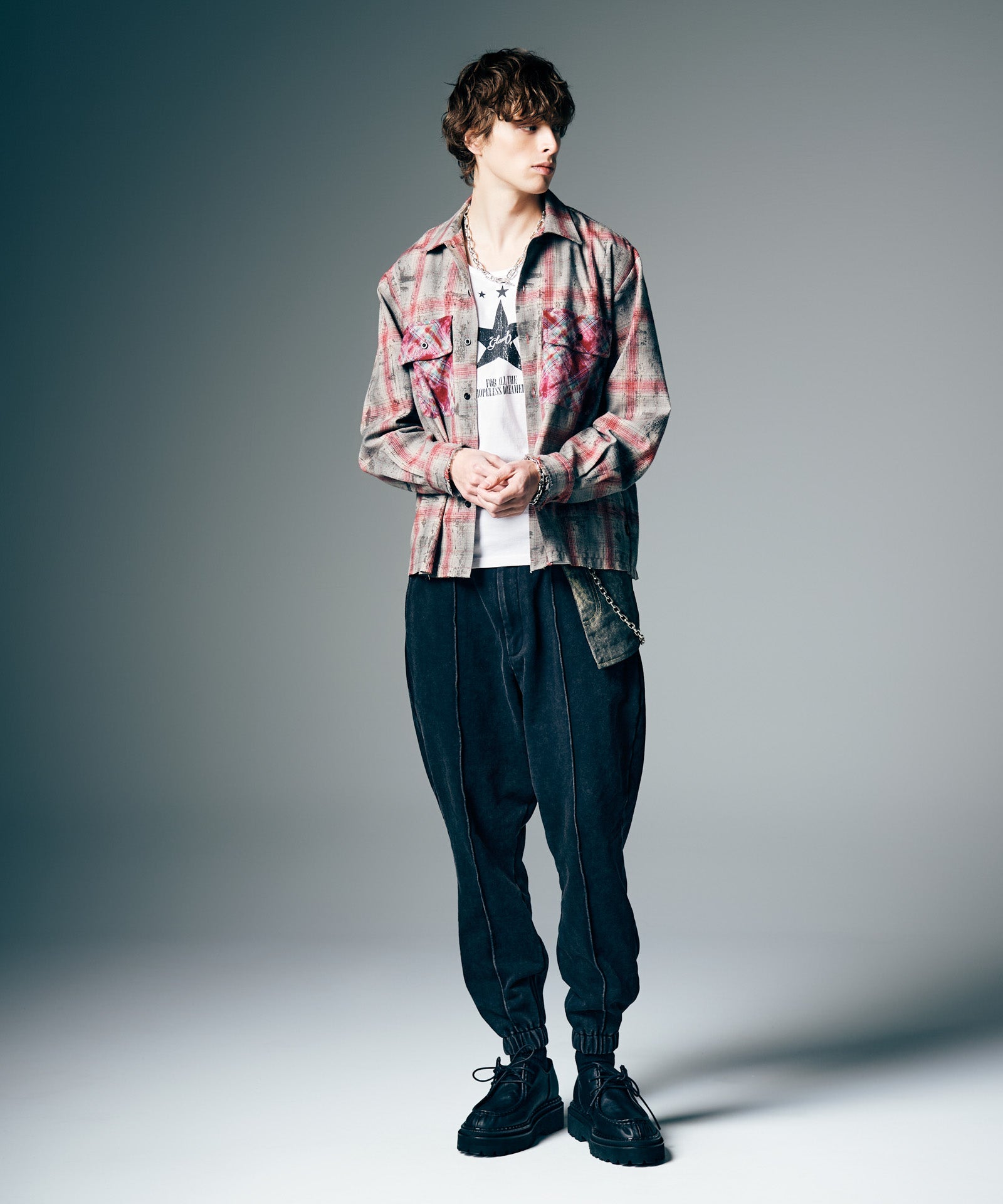GB0226/SH09 : Grunge Stain Check Shirt / グランジステインチェック