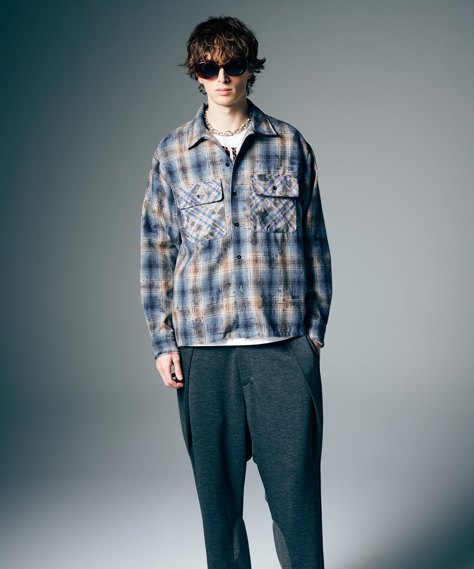 GB0226/SH09 : Grunge Stain Check Shirt / グランジステインチェック