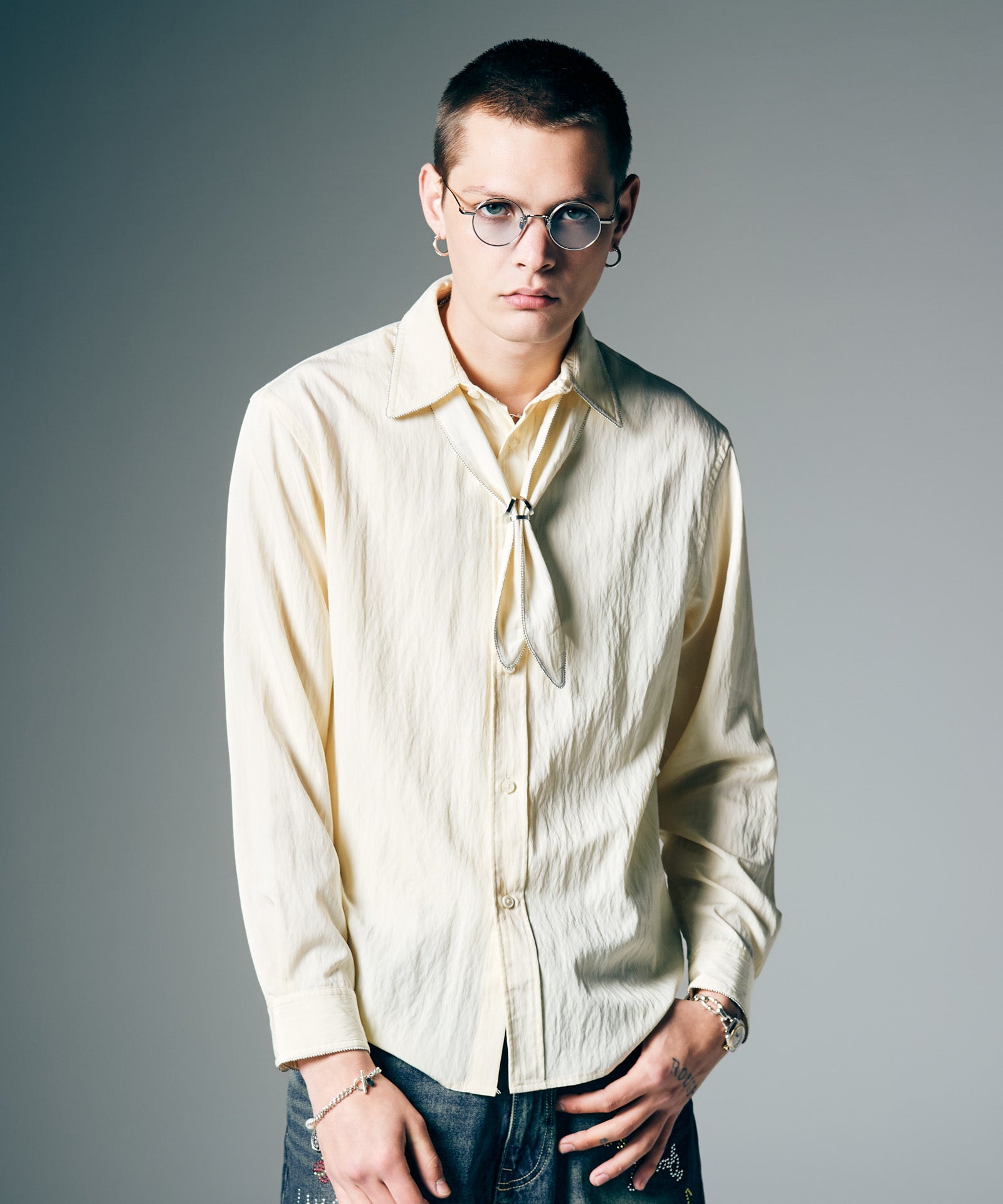 GB0226/SH10 : Studs Line Shirt / スタッズラインシャツ | glamb