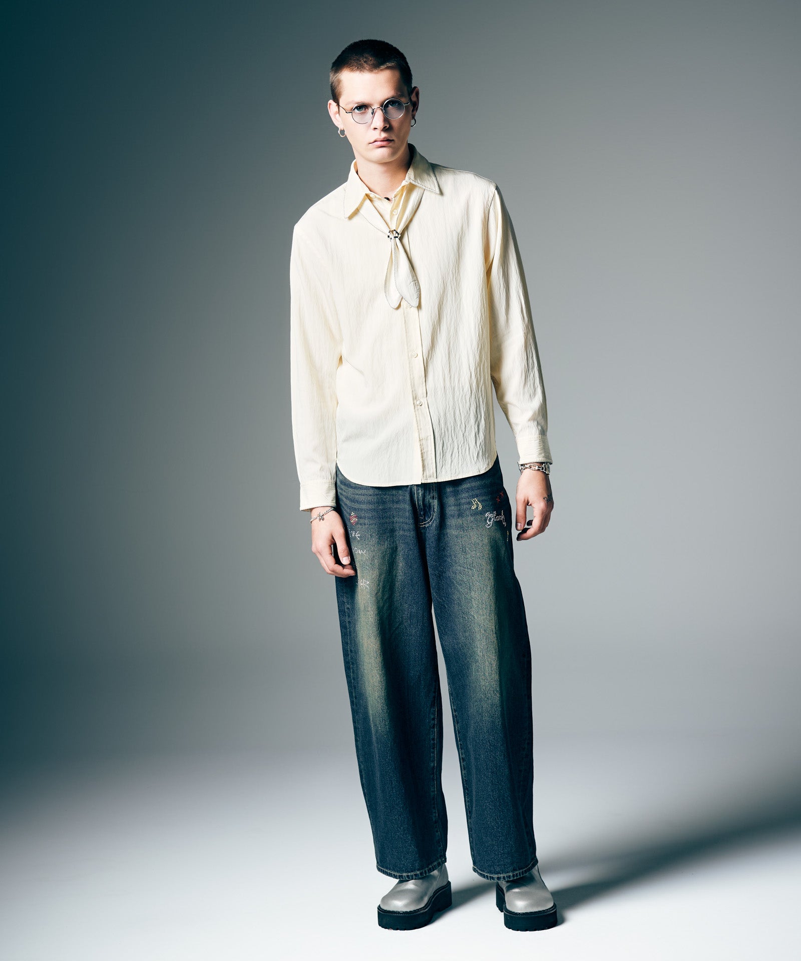 GB0226/SH10 : Studs Line Shirt / スタッズラインシャツ | glamb
