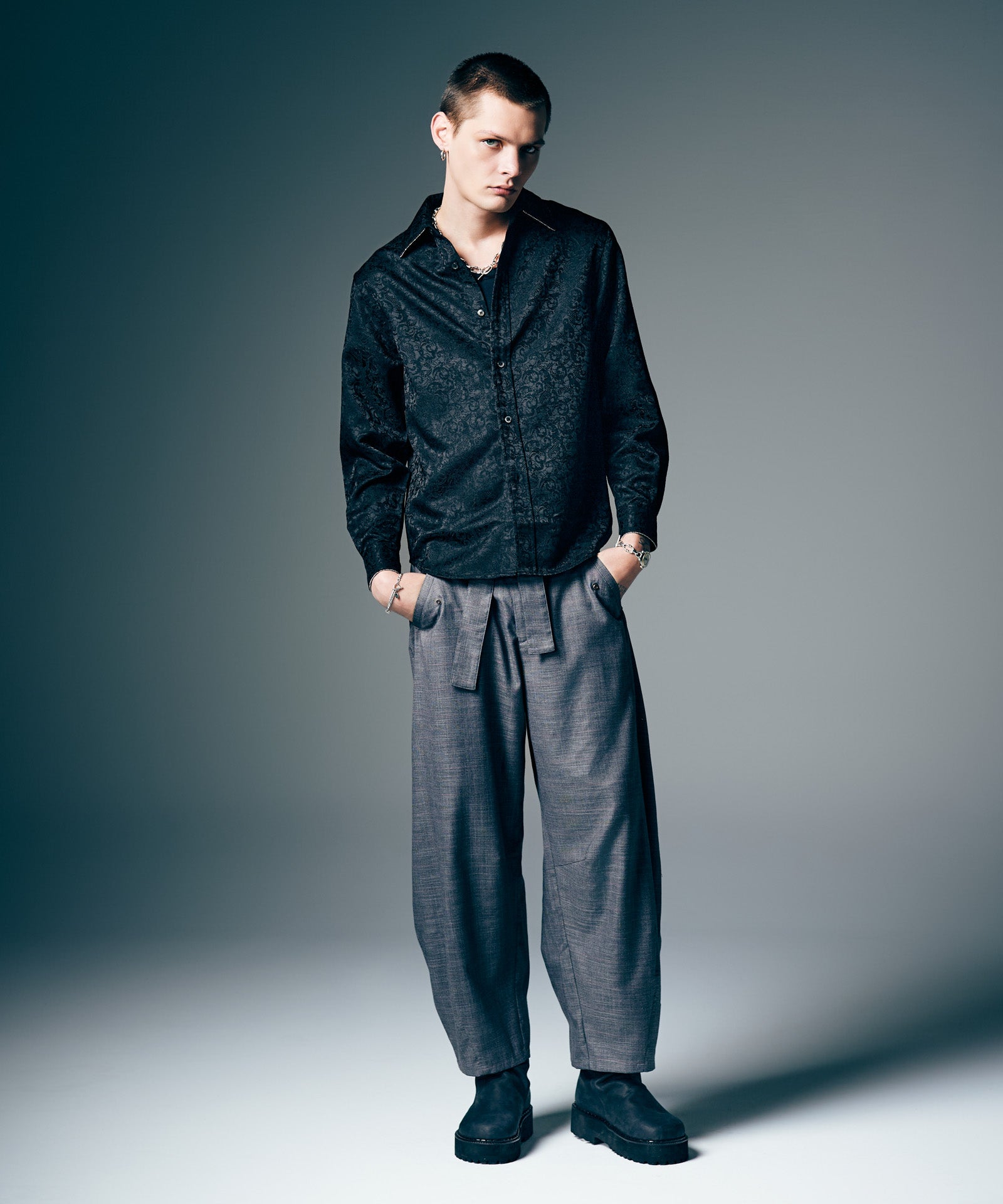 GB0226/SH10 : Studs Line Shirt / スタッズラインシャツ | glamb