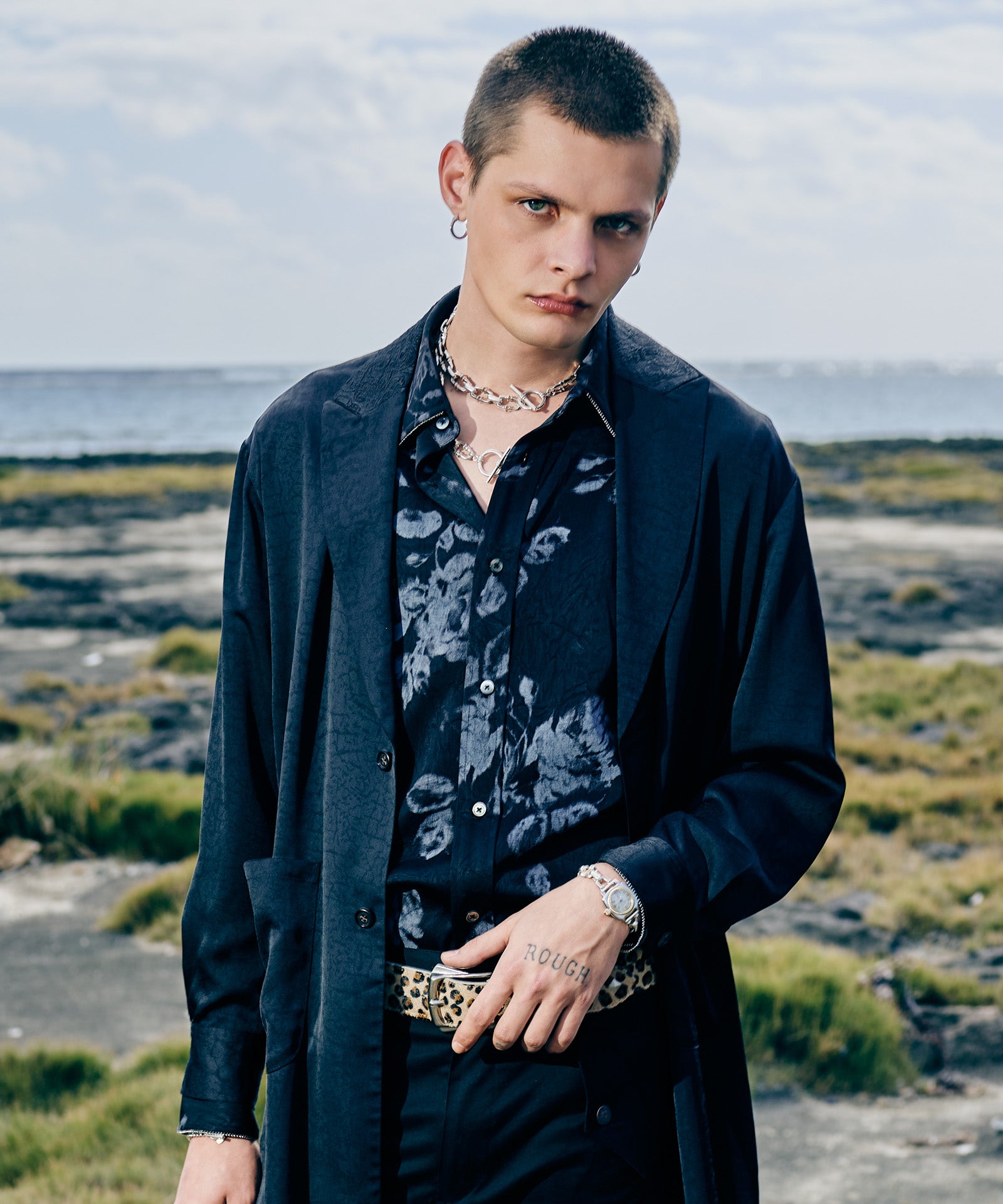 GB0226/SH10 : Studs Line Shirt / スタッズラインシャツ | glamb