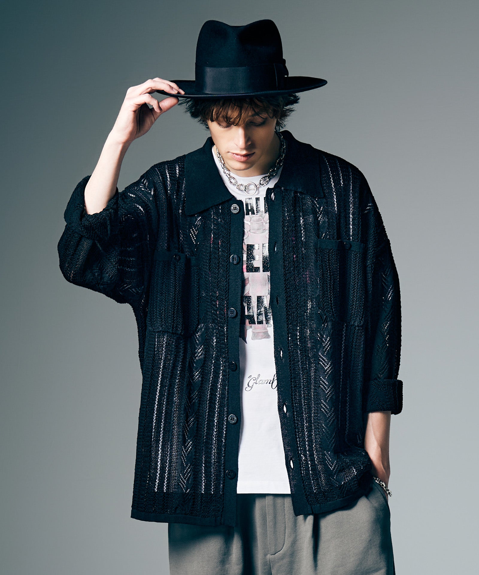 GB0226/SH12 : Openwork Knit Shirt / オープンワークニットシャツ