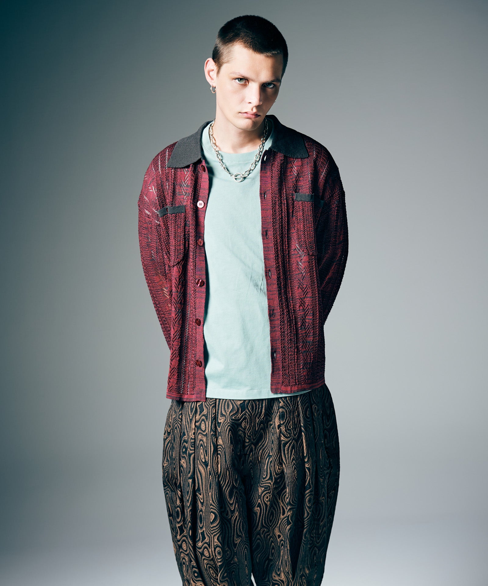 GB0226/SH12 : Openwork Knit Shirt / オープンワークニットシャツ