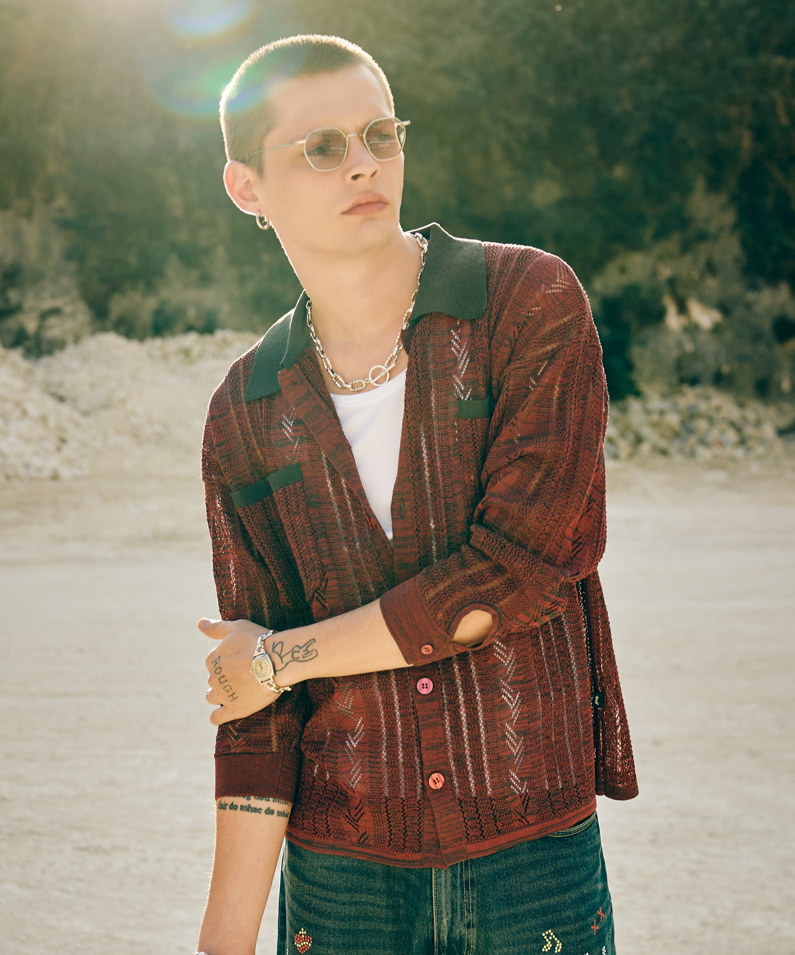 Openwork Knit Shirt / オープンワークニットシャツ