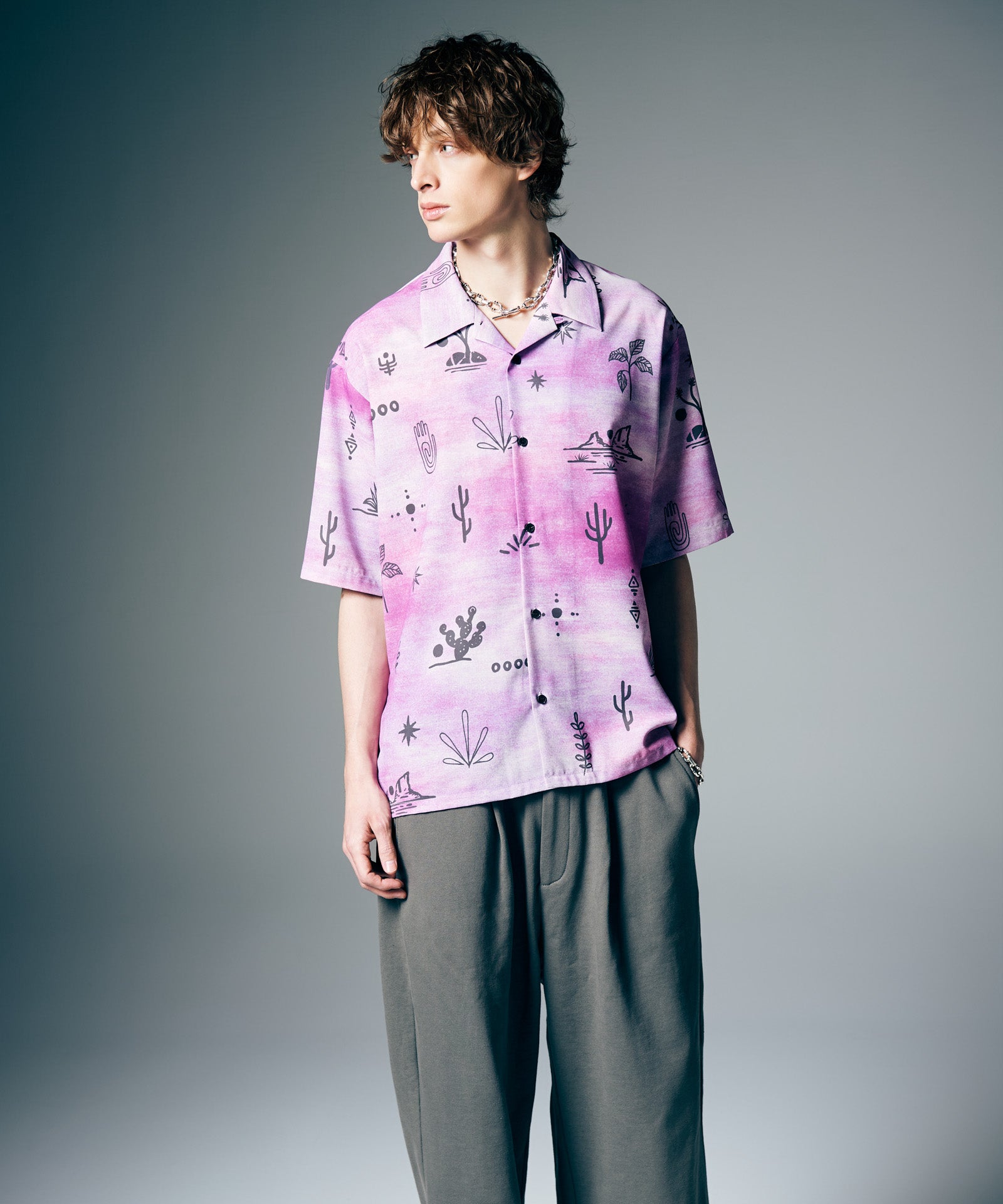 GB0226/SH13 : Abstract Hawaiian Shirt / アブストラクトハワイアン