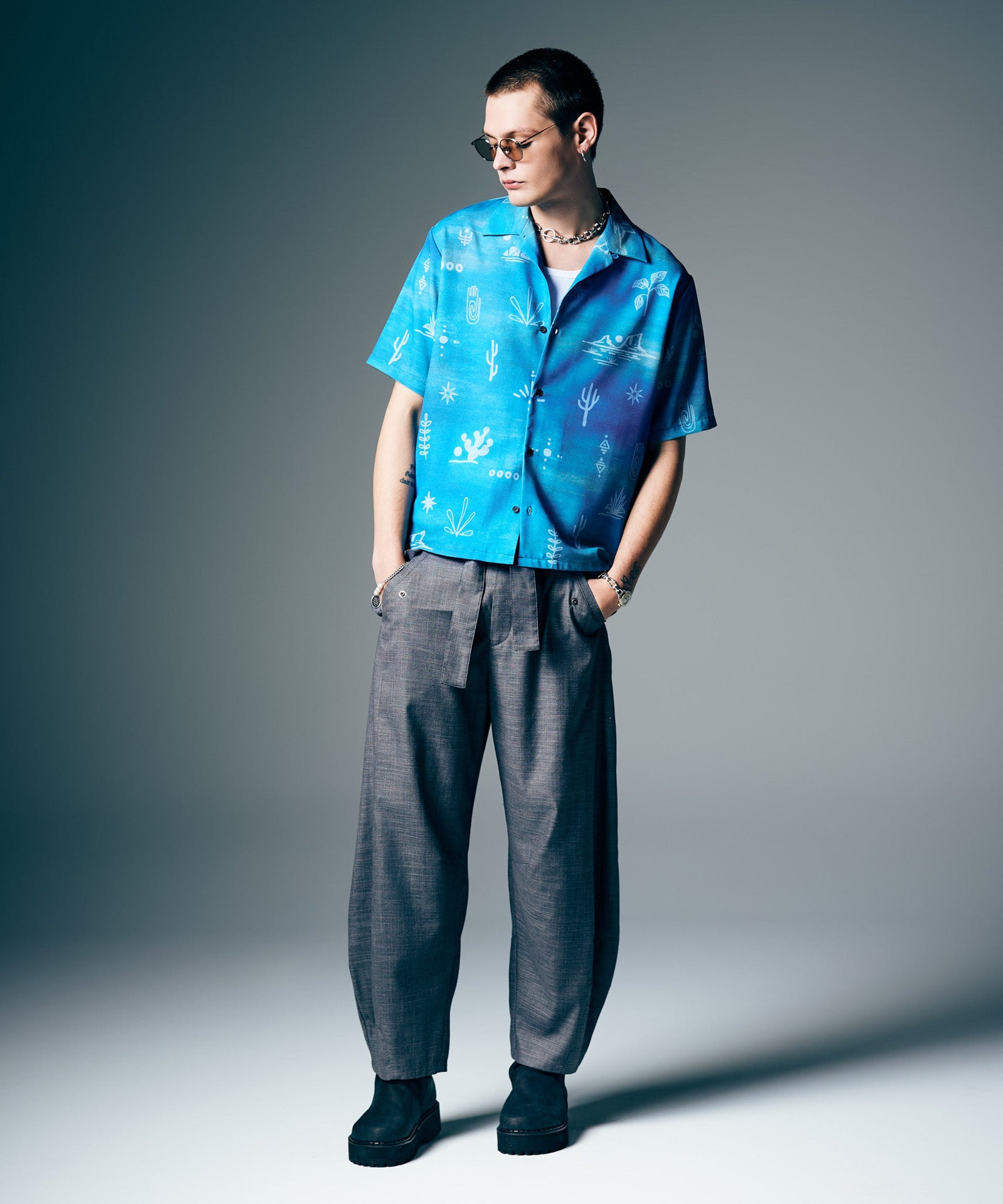 GB0226/SH13 : Abstract Hawaiian Shirt / アブストラクトハワイアン