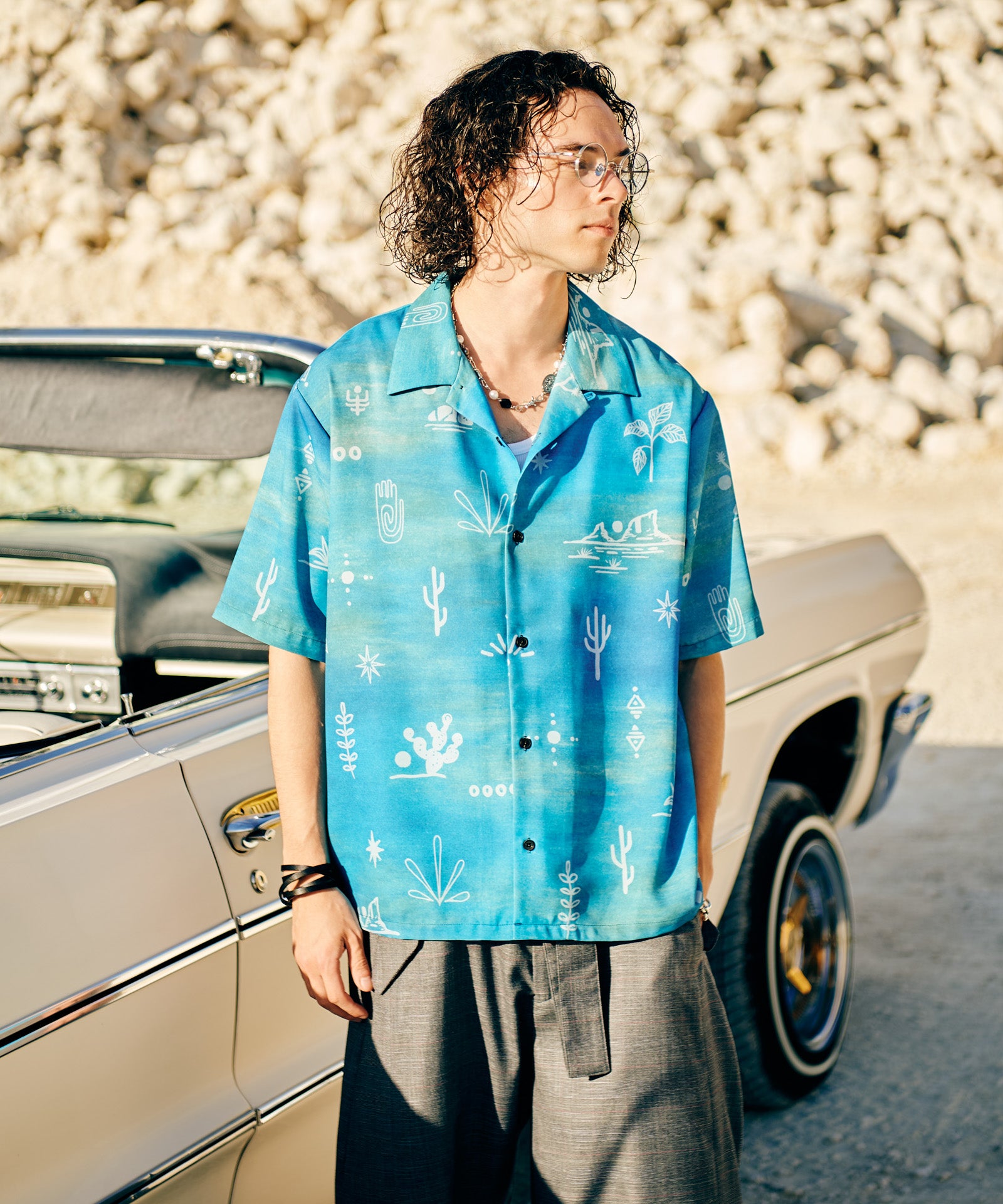 GB0226/SH13 : Abstract Hawaiian Shirt / アブストラクトハワイアン