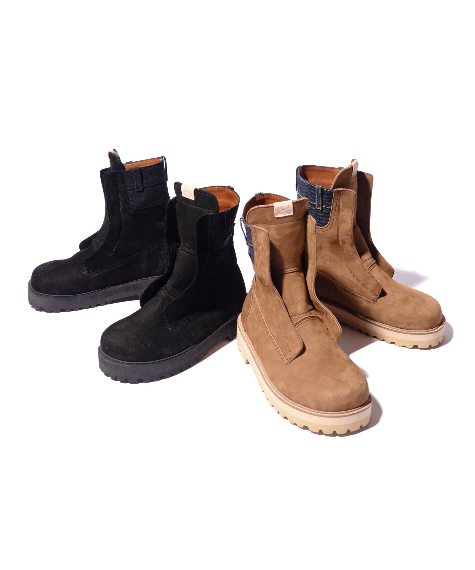 glamb リブ付きデニム GB0326/AC01 : Denim Combination Outdoor Boots / デニム