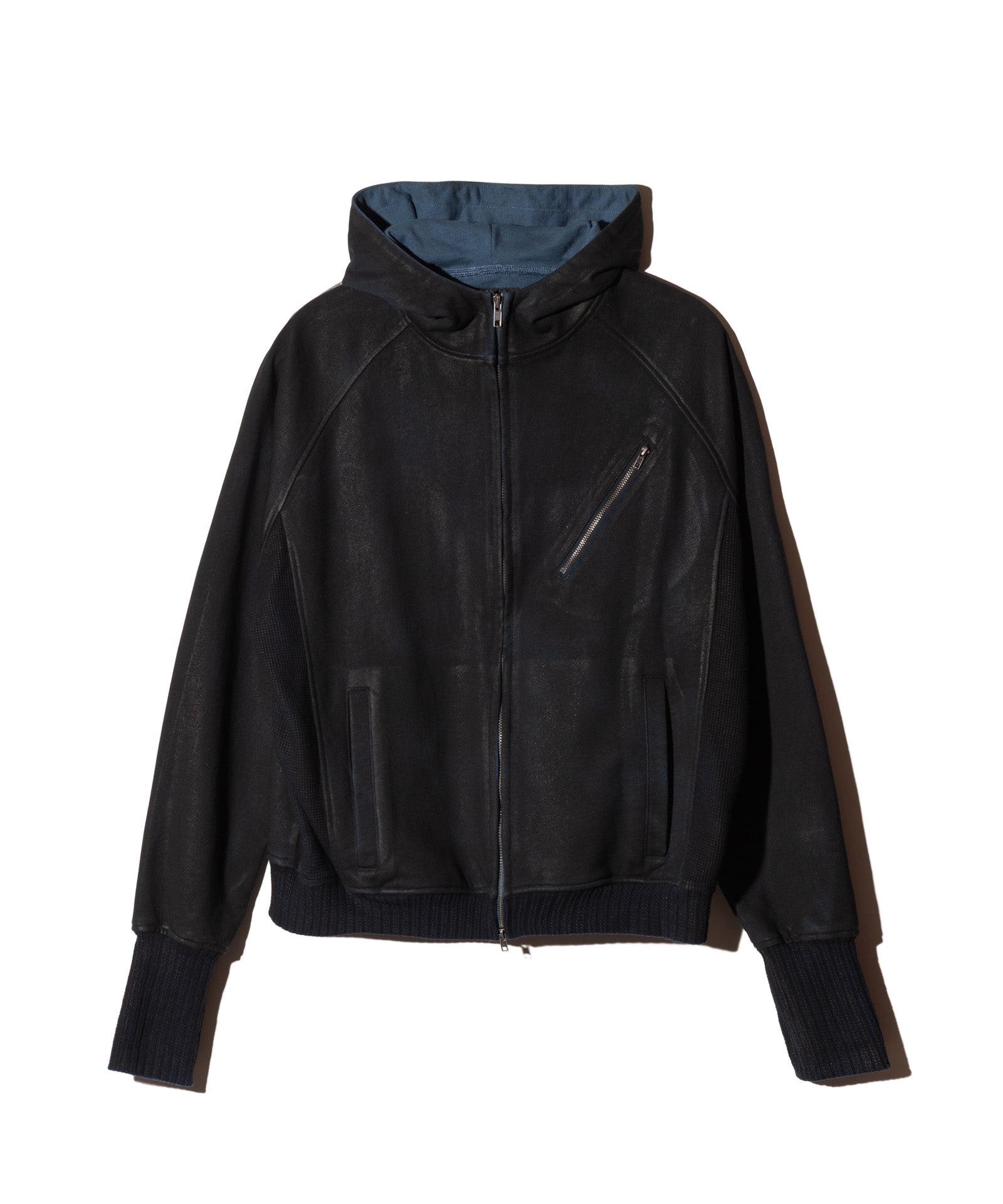 即完売品！ハンドニットフーディージャケット GB0326/CS05 : Paraffin Coated High Neck Hoodie / パラフィンコート