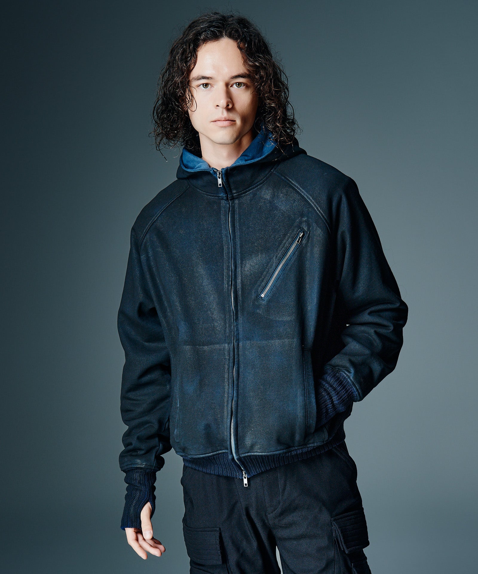 GB0326/CS05 : Paraffin Coated High Neck Hoodie / パラフィンコート