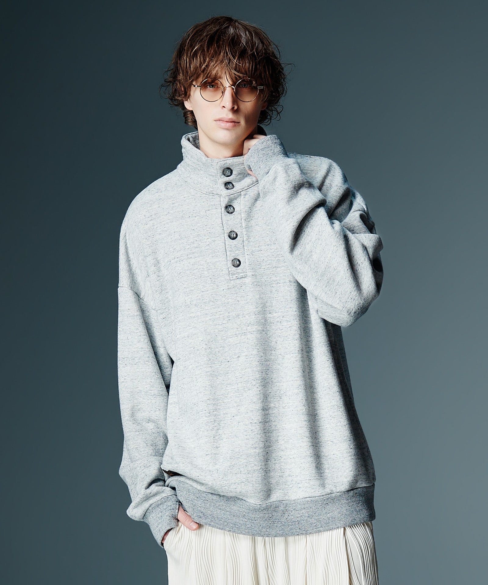 GB0326/CS16 : Henley High Neck Sweat / ヘンリーハイネック