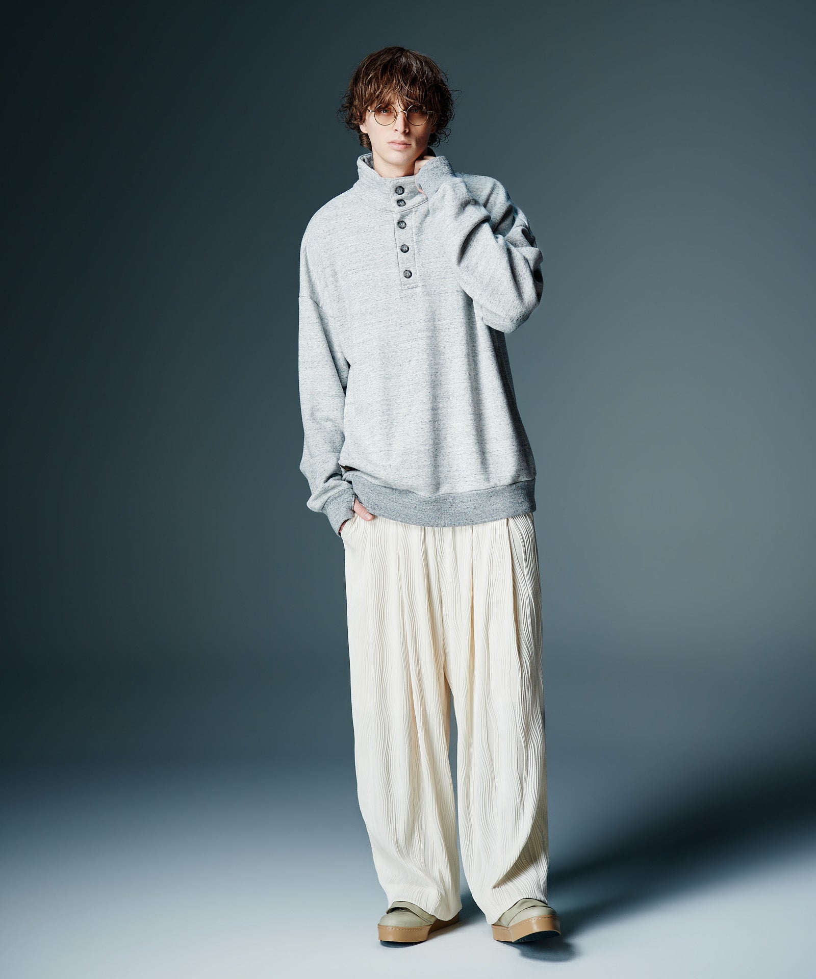 GB0326/CS16 : Henley High Neck Sweat / ヘンリーハイネック