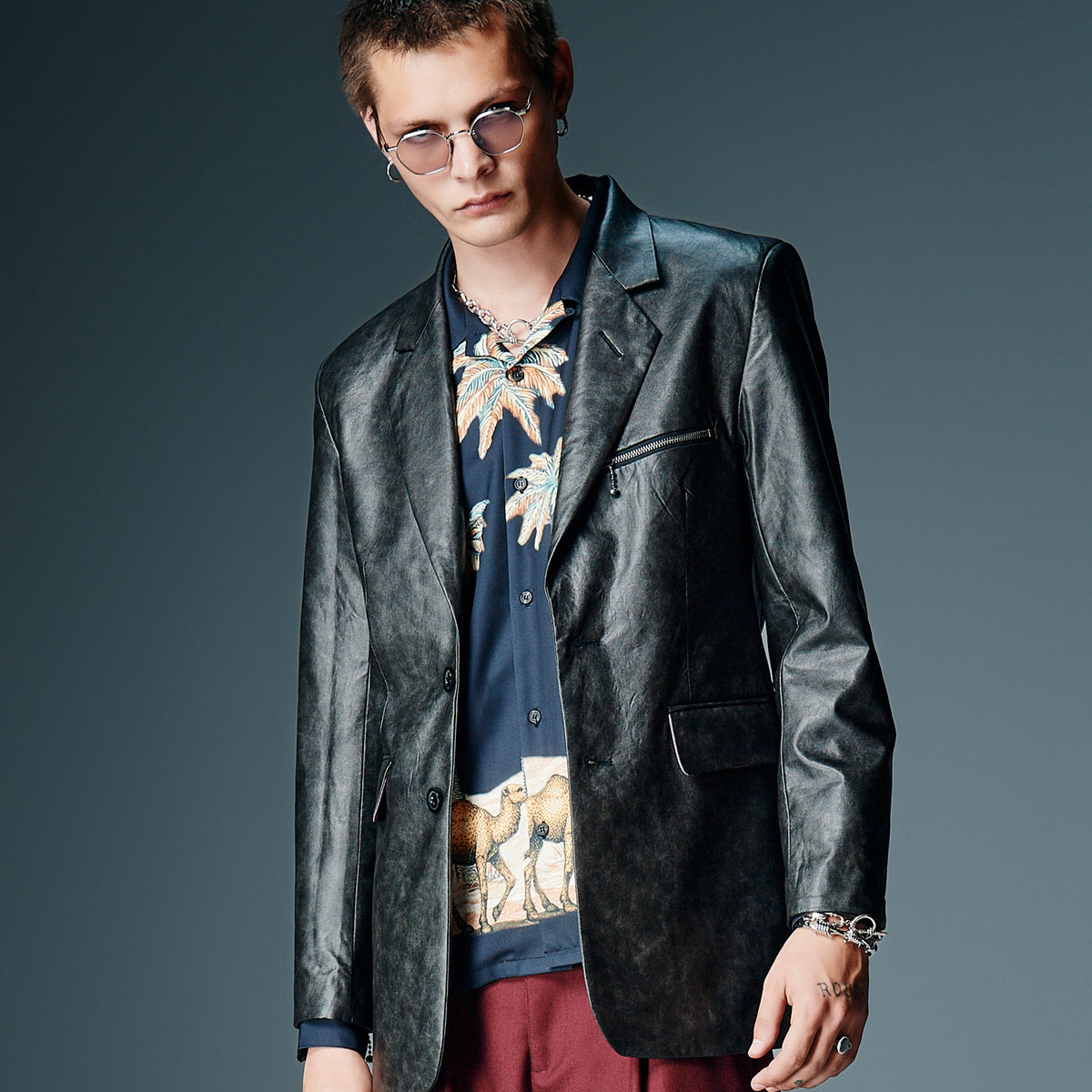 GB0326/JKT10 : Synth Leather Tailored Jacket / シンセレザーテーラードジャケット & glamb ...